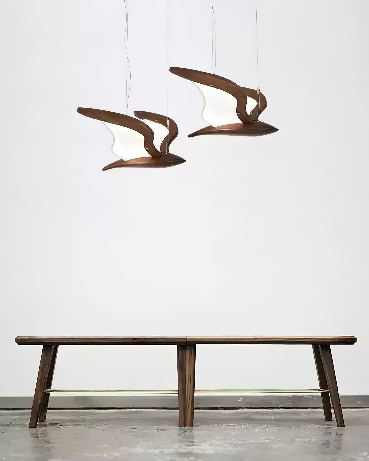Lustra Chandelier Bird Form Wood Sculptural - Letslighting