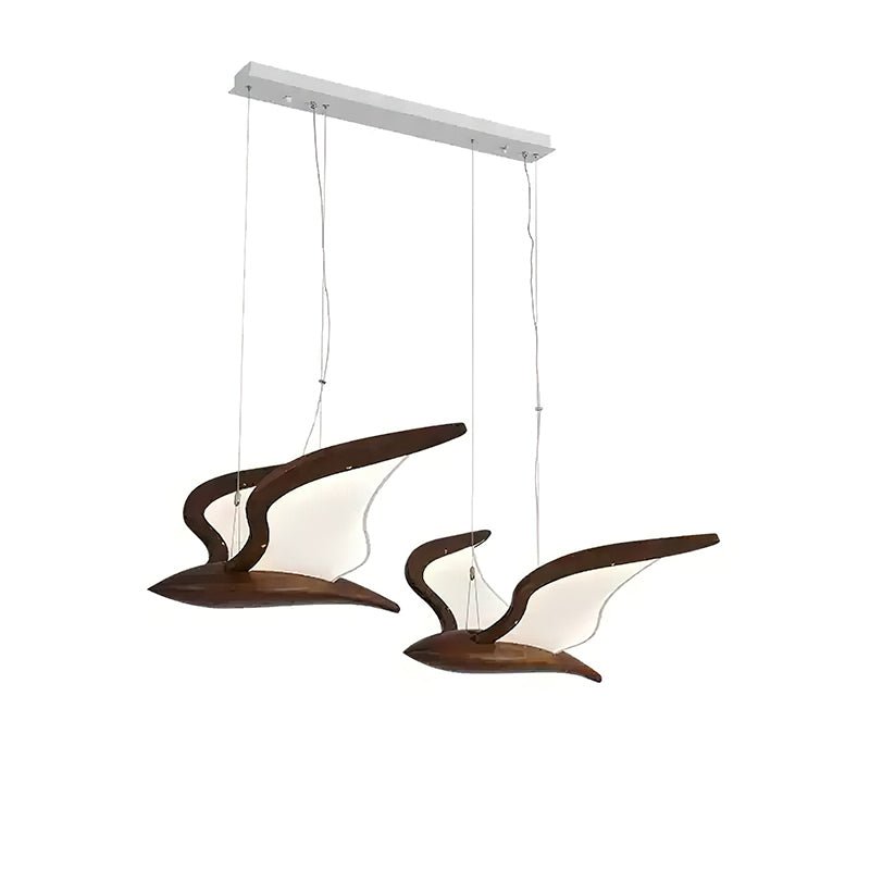 Lustra Chandelier Bird Form Wood Sculptural - Letslighting