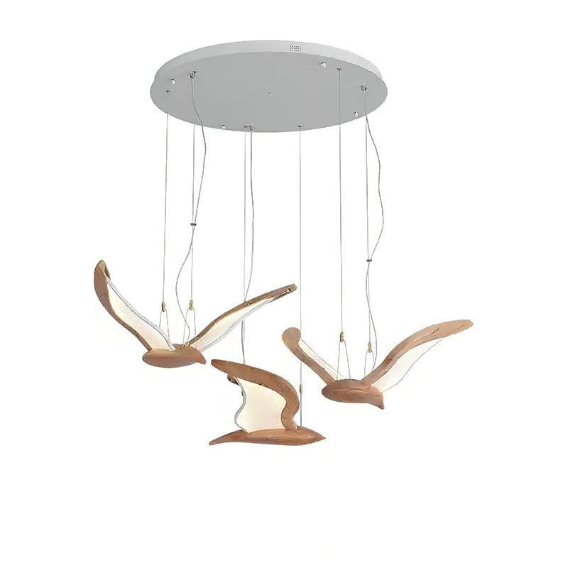 Lustra Chandelier Bird Form Wood Sculptural - Letslighting