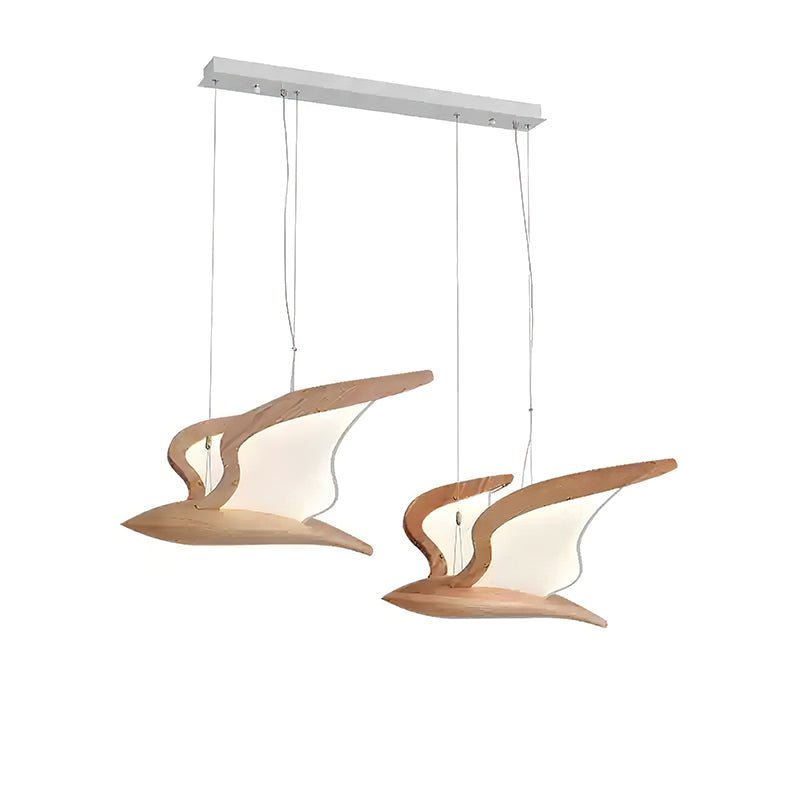 Lustra Chandelier Bird Form Wood Sculptural - Letslighting