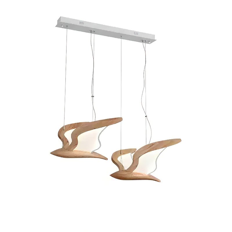 Lustra Chandelier Bird Form Wood Sculptural - Letslighting
