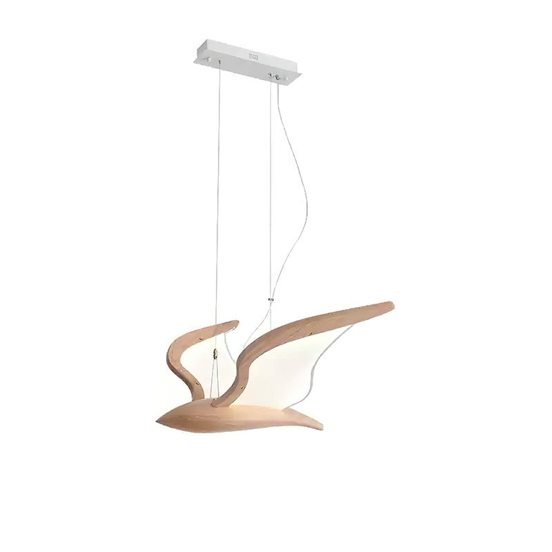 Lustra Chandelier Bird Form Wood Sculptural - Letslighting