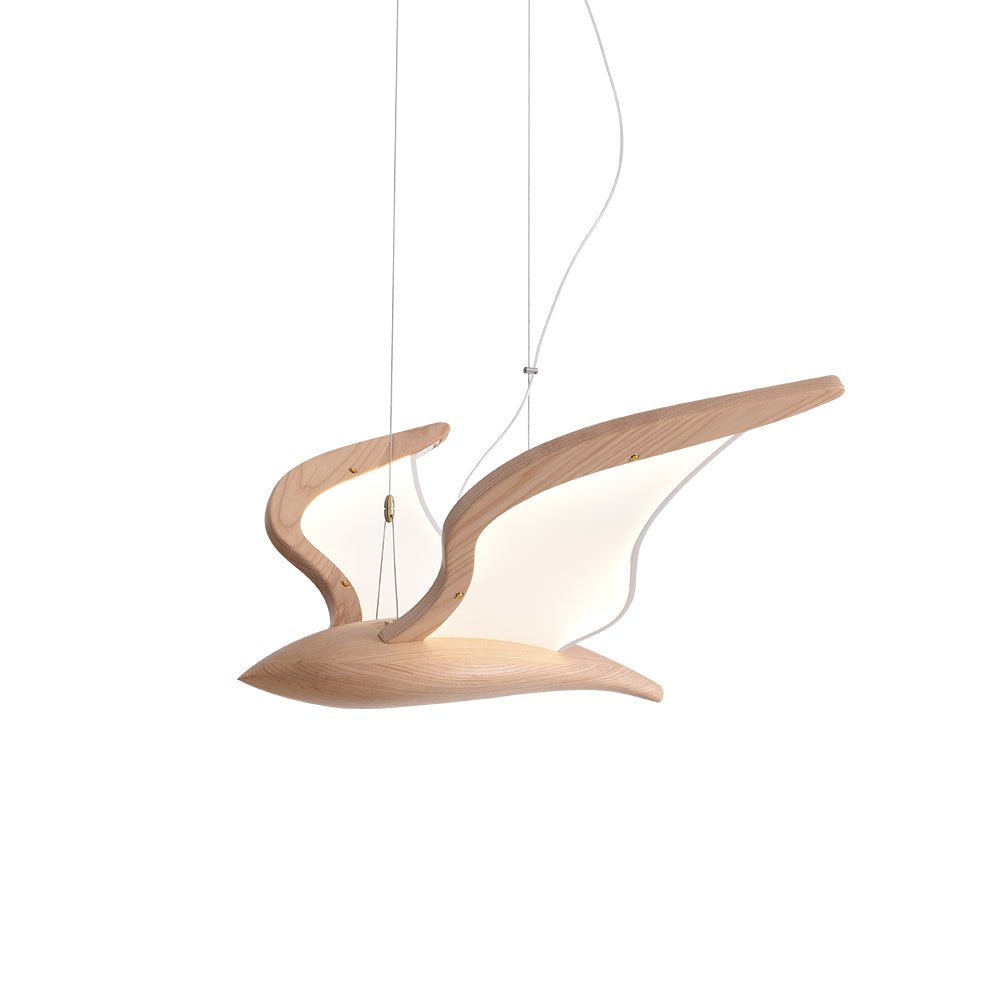 Lustra Chandelier Bird Form Wood Sculptural - Letslighting