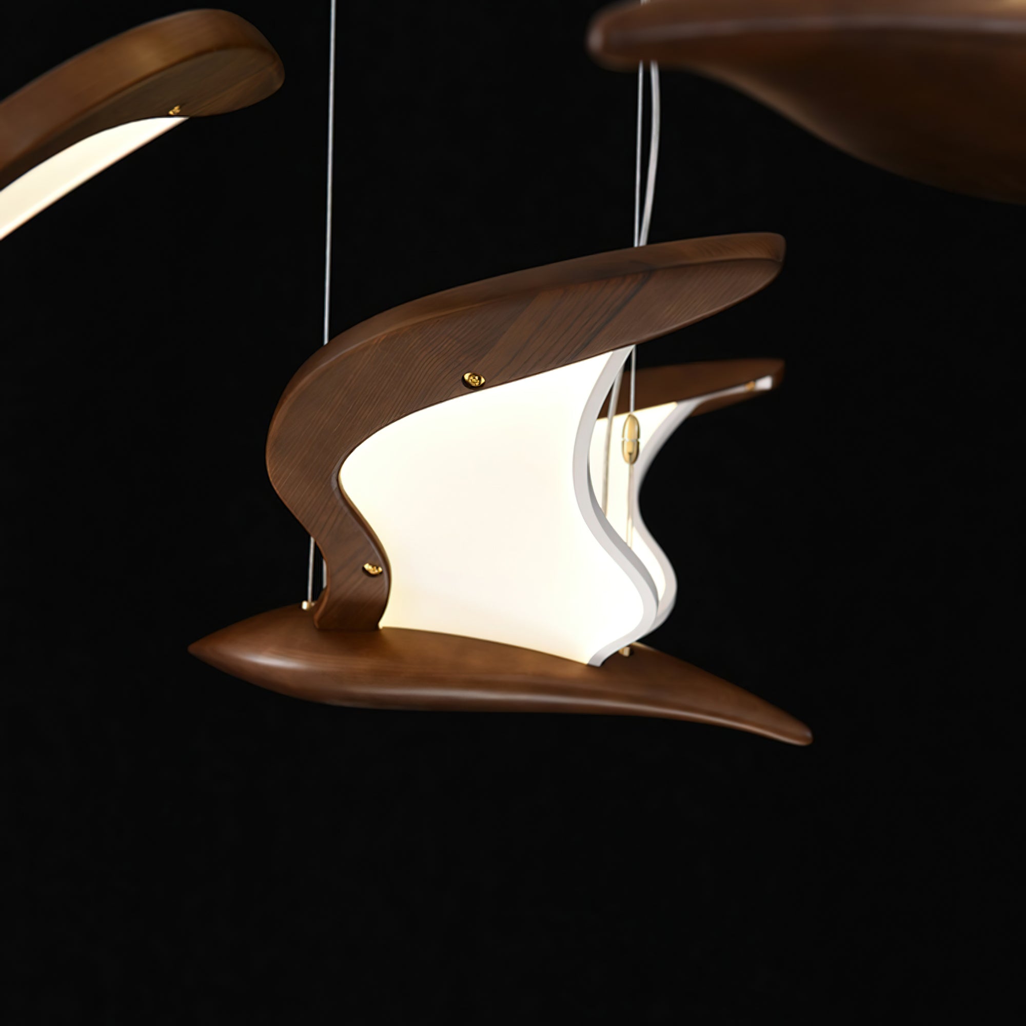 Lustra Chandelier Bird Form Wood Sculptural - Letslighting