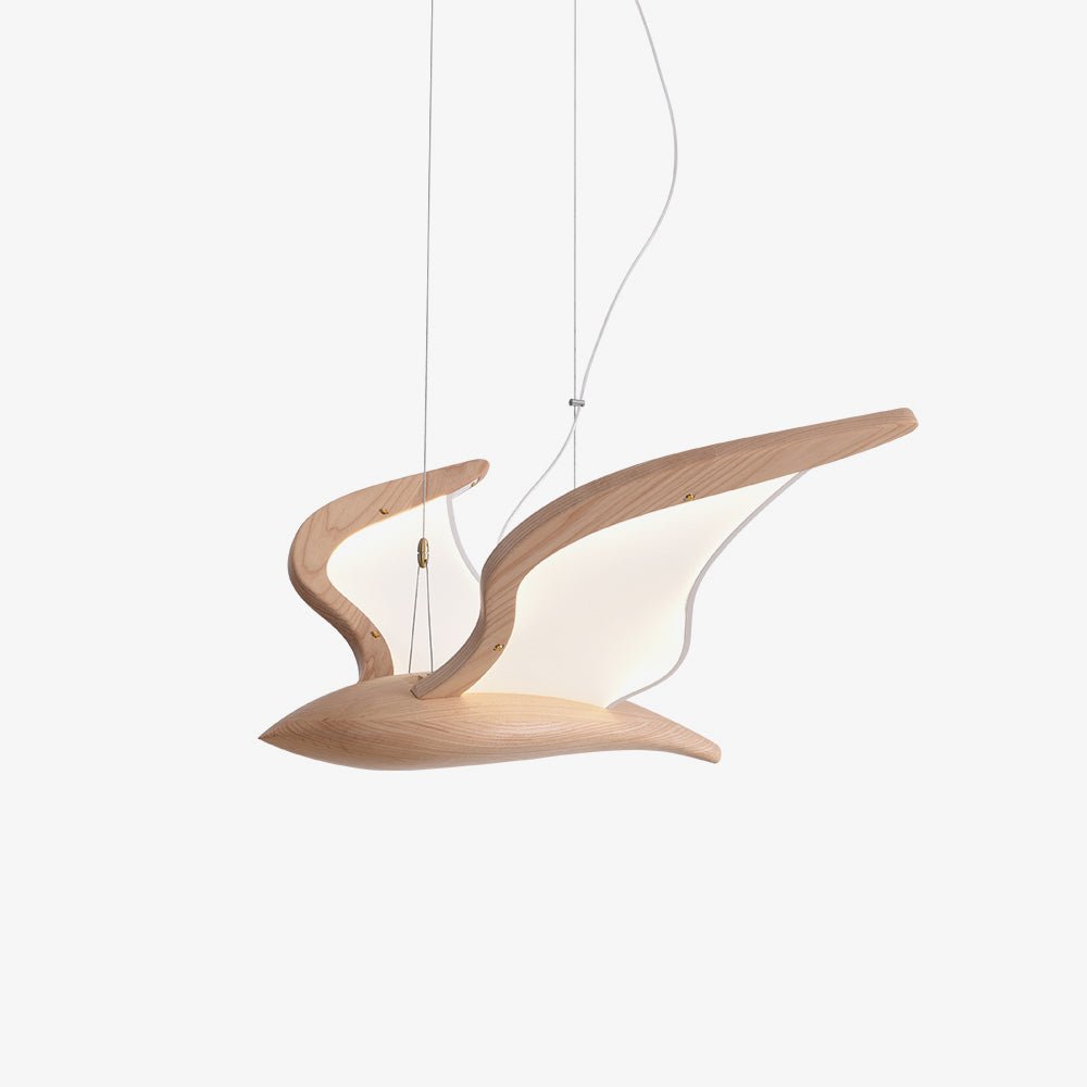 Lustra Chandelier Bird Form Wood Sculptural - Letslighting