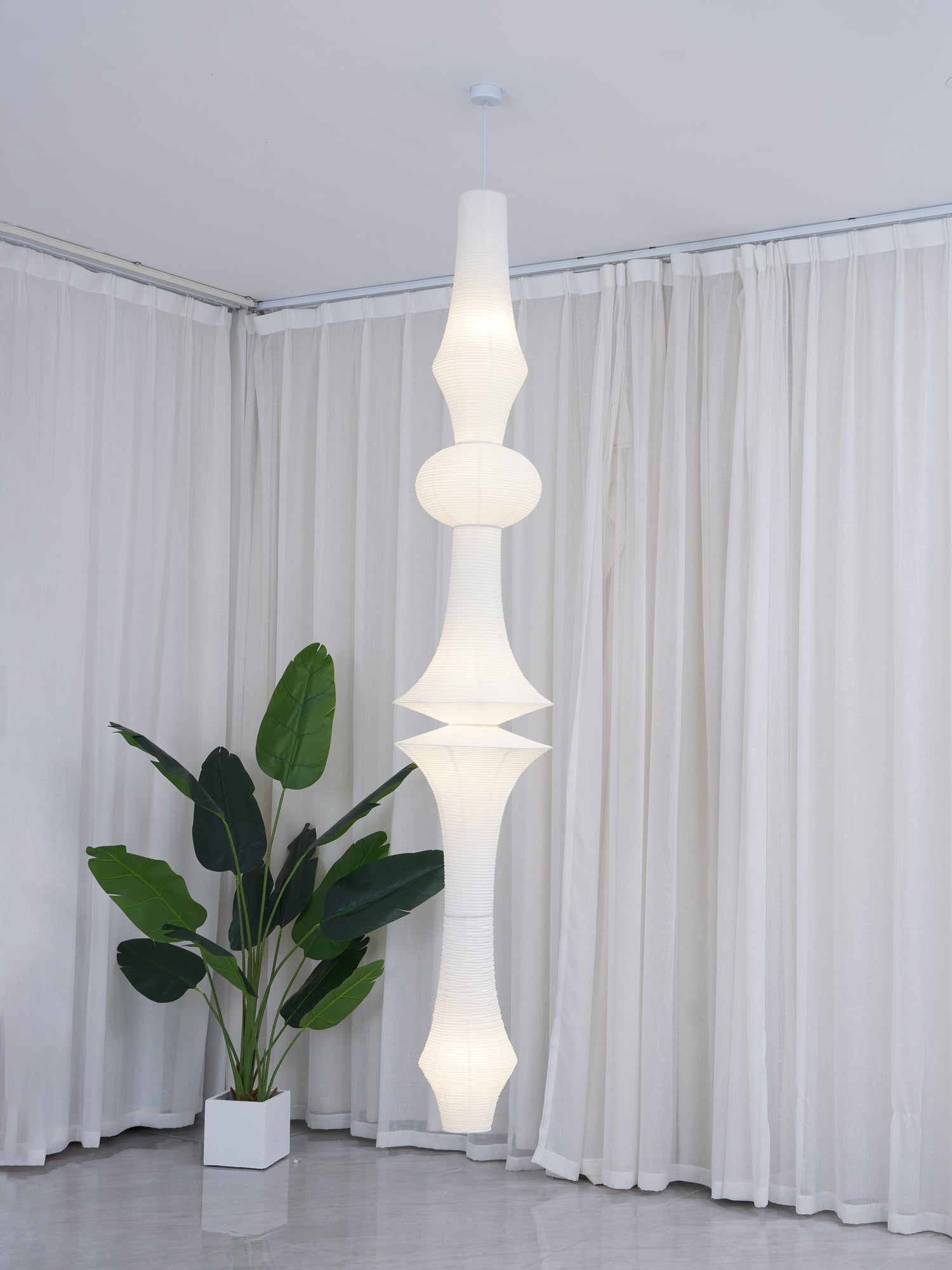 Lustra Pendant Light Washi Paper E for Living Room - Letslighting