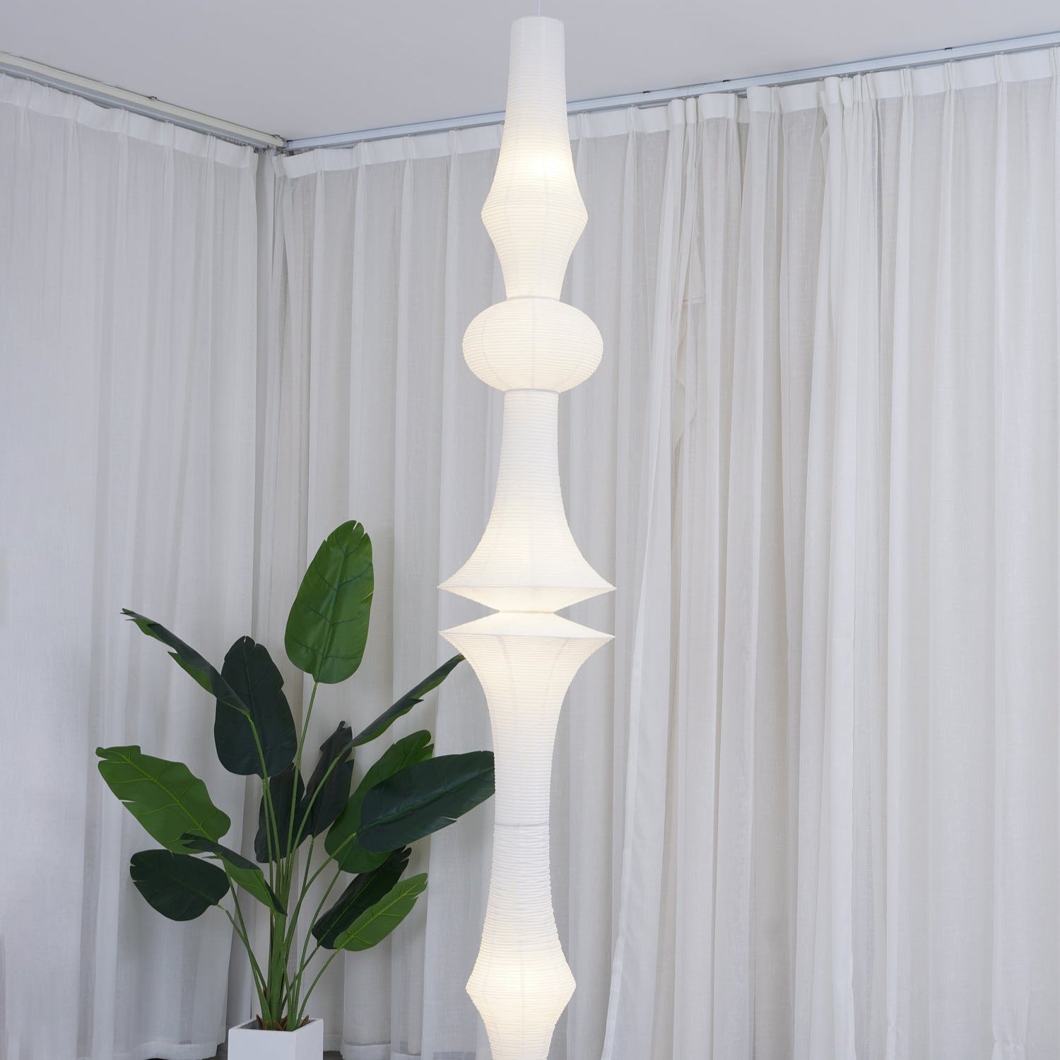 Ritta Sculptural Paper Vertical Pendant Light