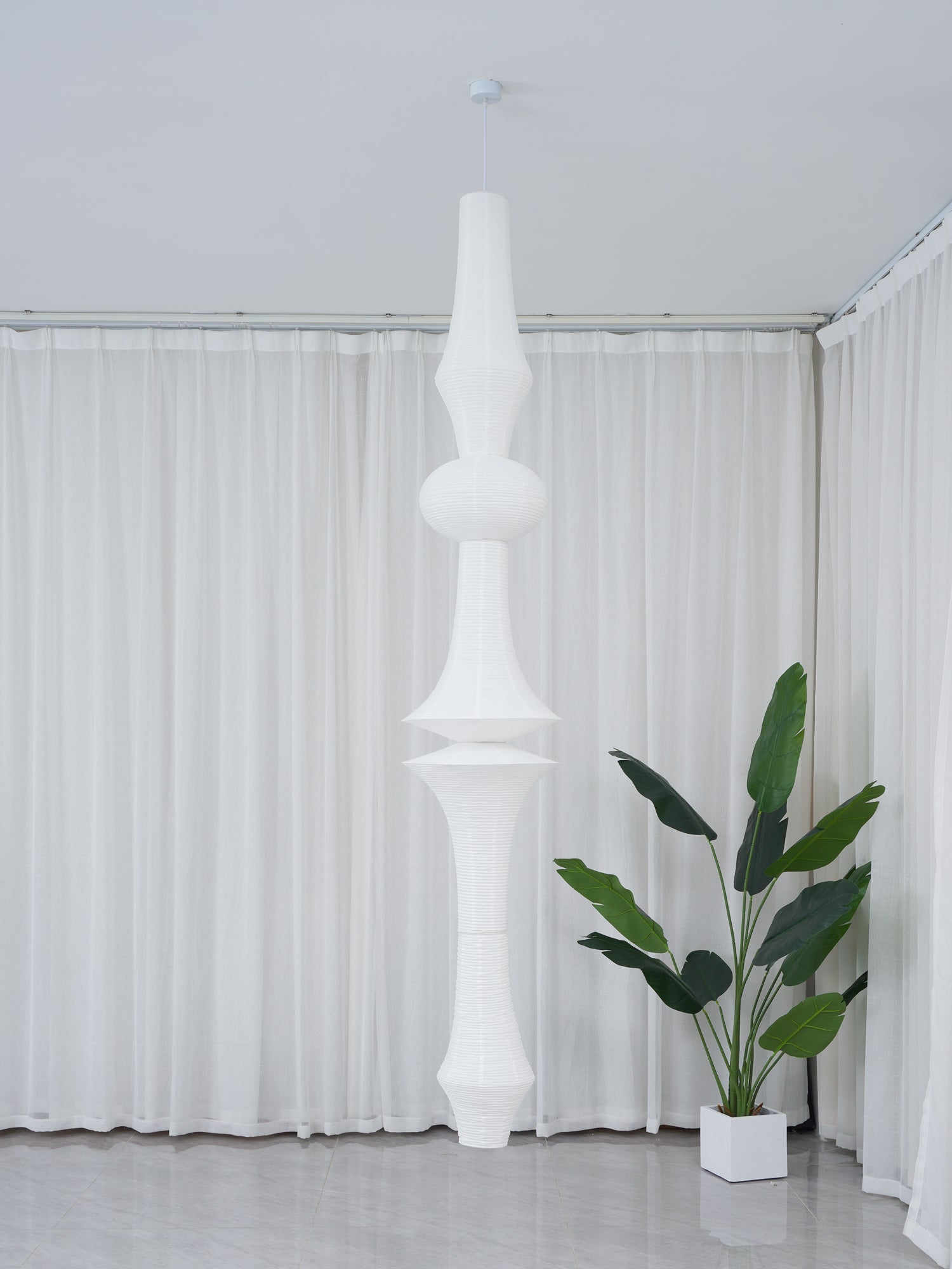 Lustra Pendant Light Washi Paper E for Living Room - Letslighting
