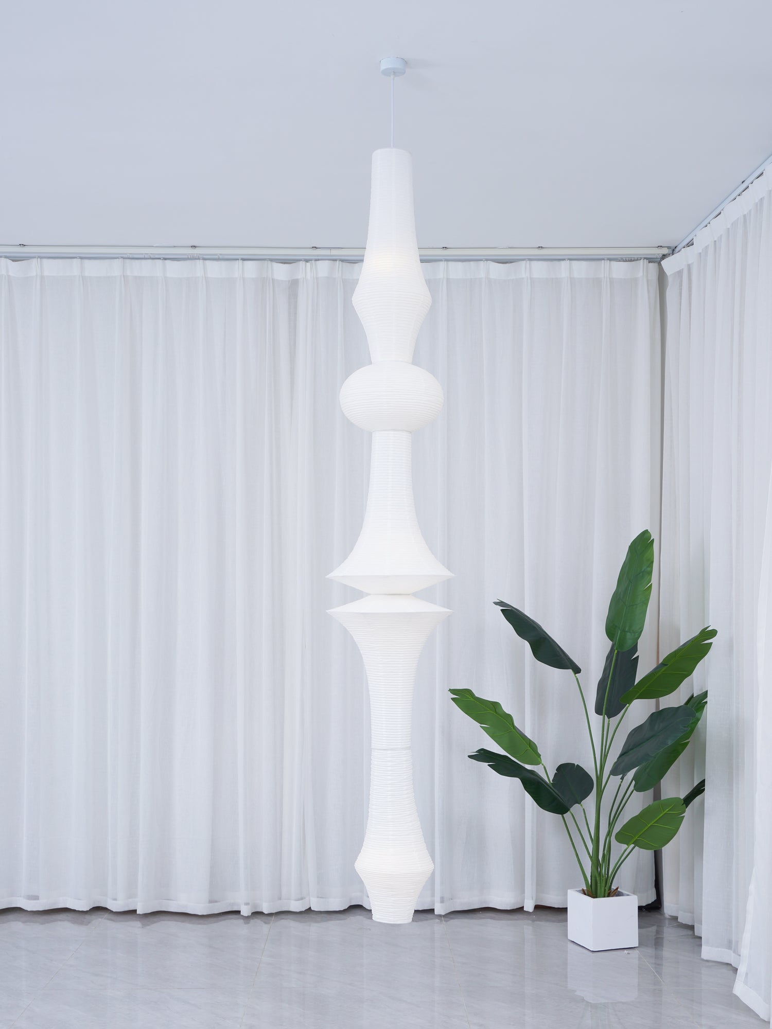 Lustra Pendant Light Washi Paper E for Living Room - Letslighting