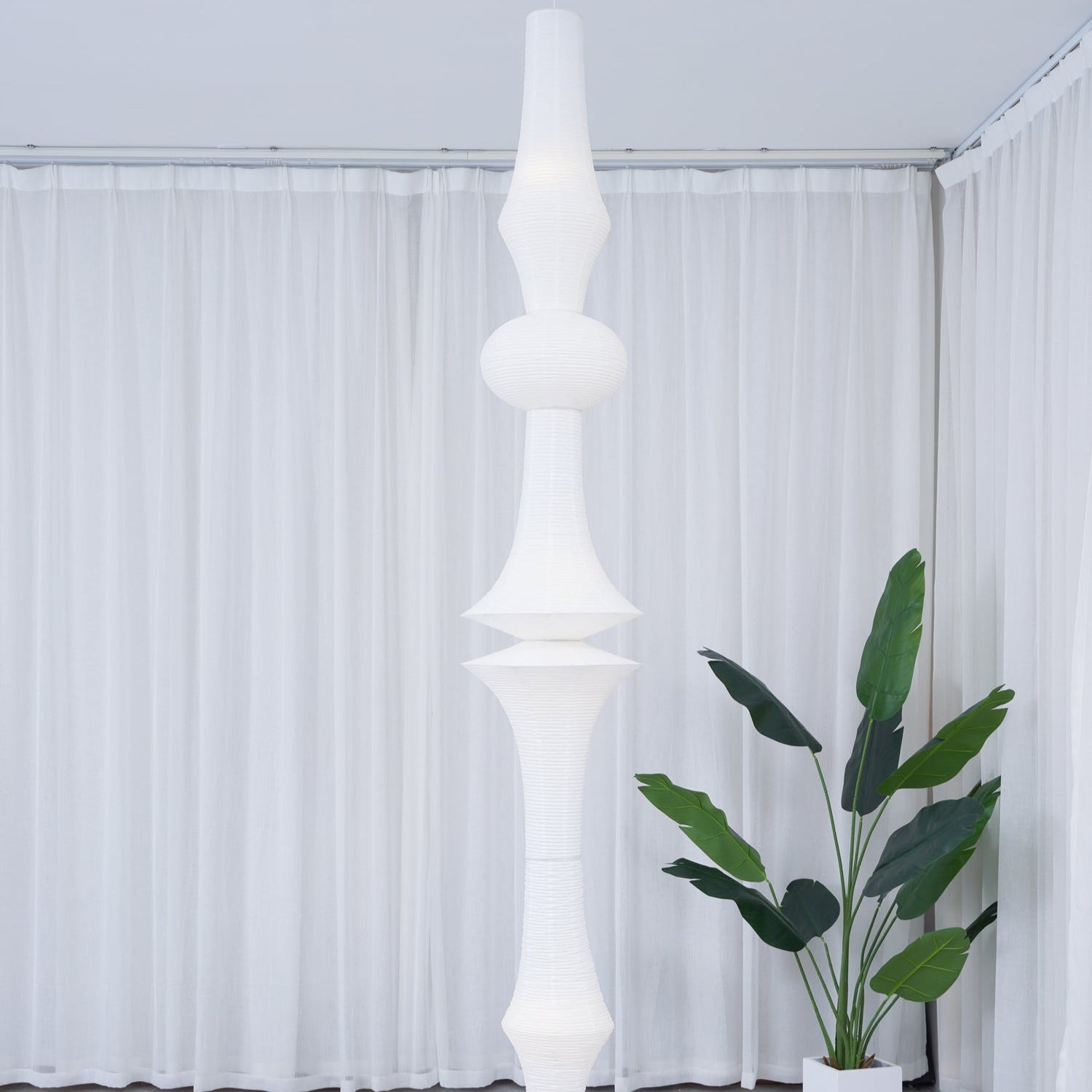 Ritta Sculptural Paper Vertical Pendant Light