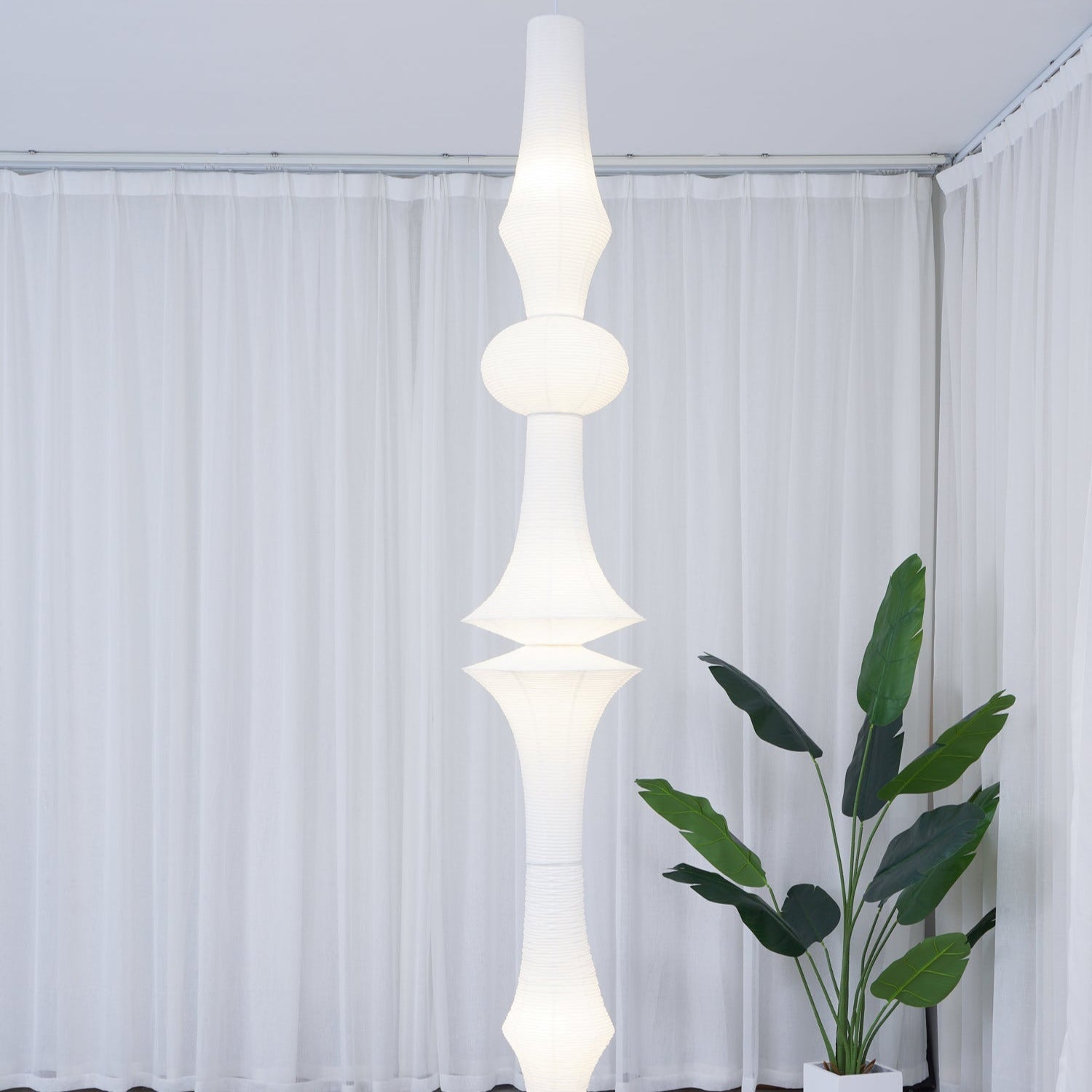 Ritta Sculptural Paper Vertical Pendant Light