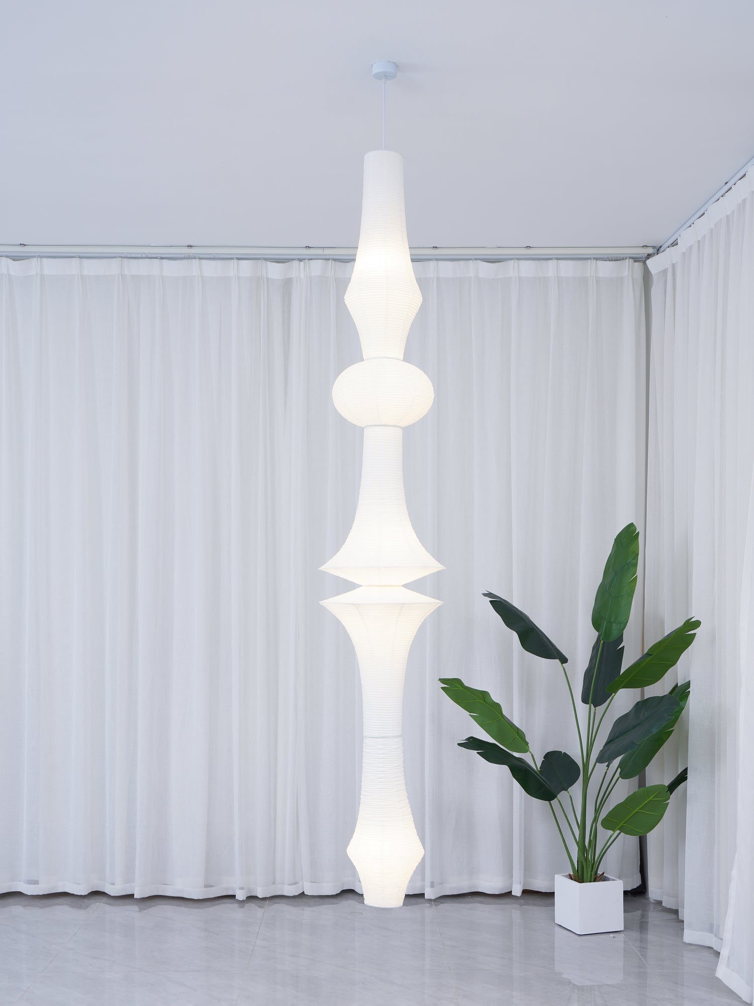 Lustra Pendant Light Washi Paper E for Living Room - Letslighting