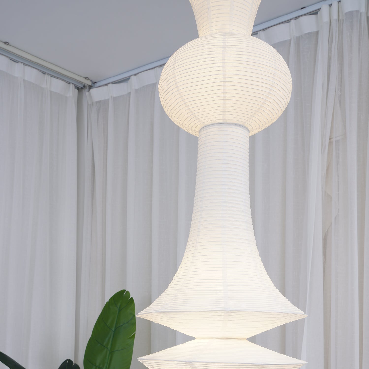 Ritta Sculptural Paper Vertical Pendant Light