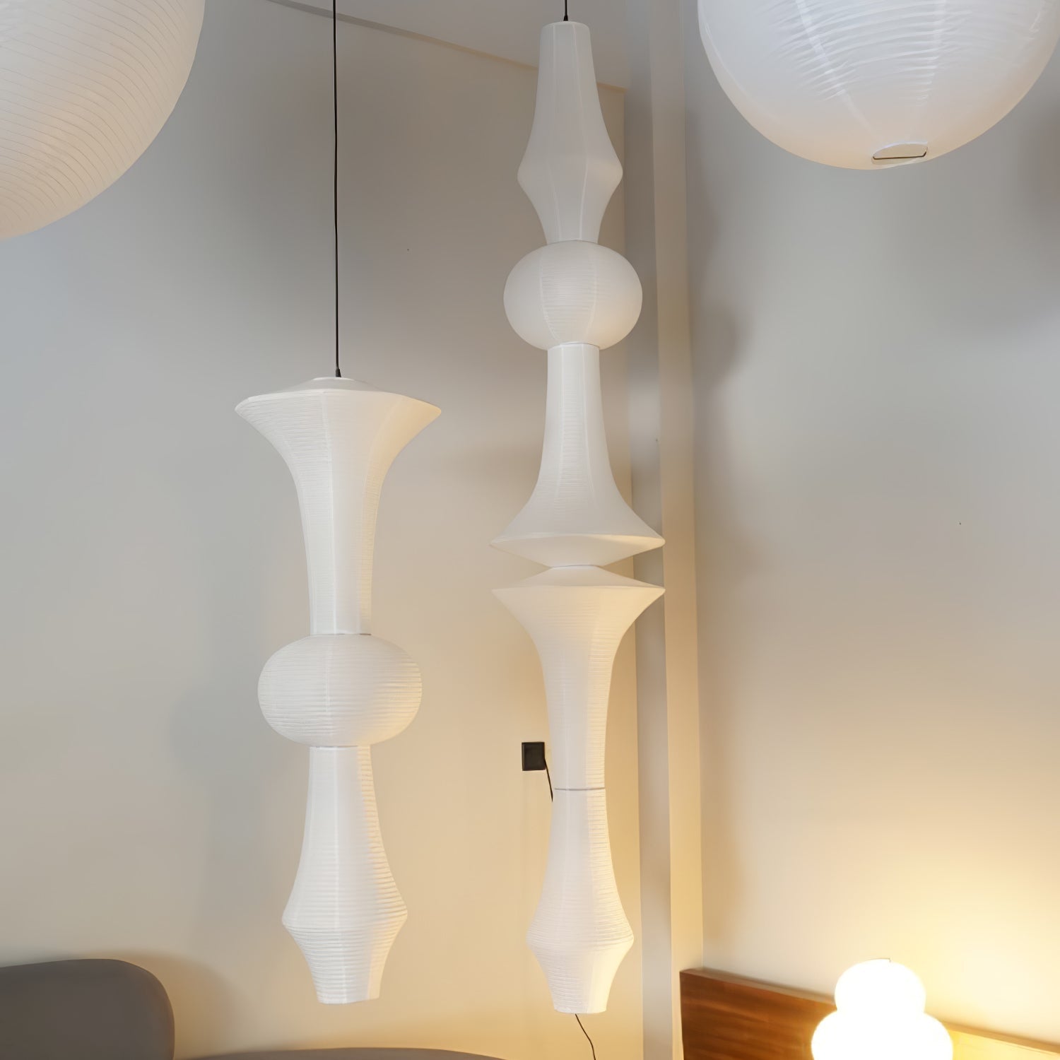Ritta Sculptural Paper Vertical Pendant Light