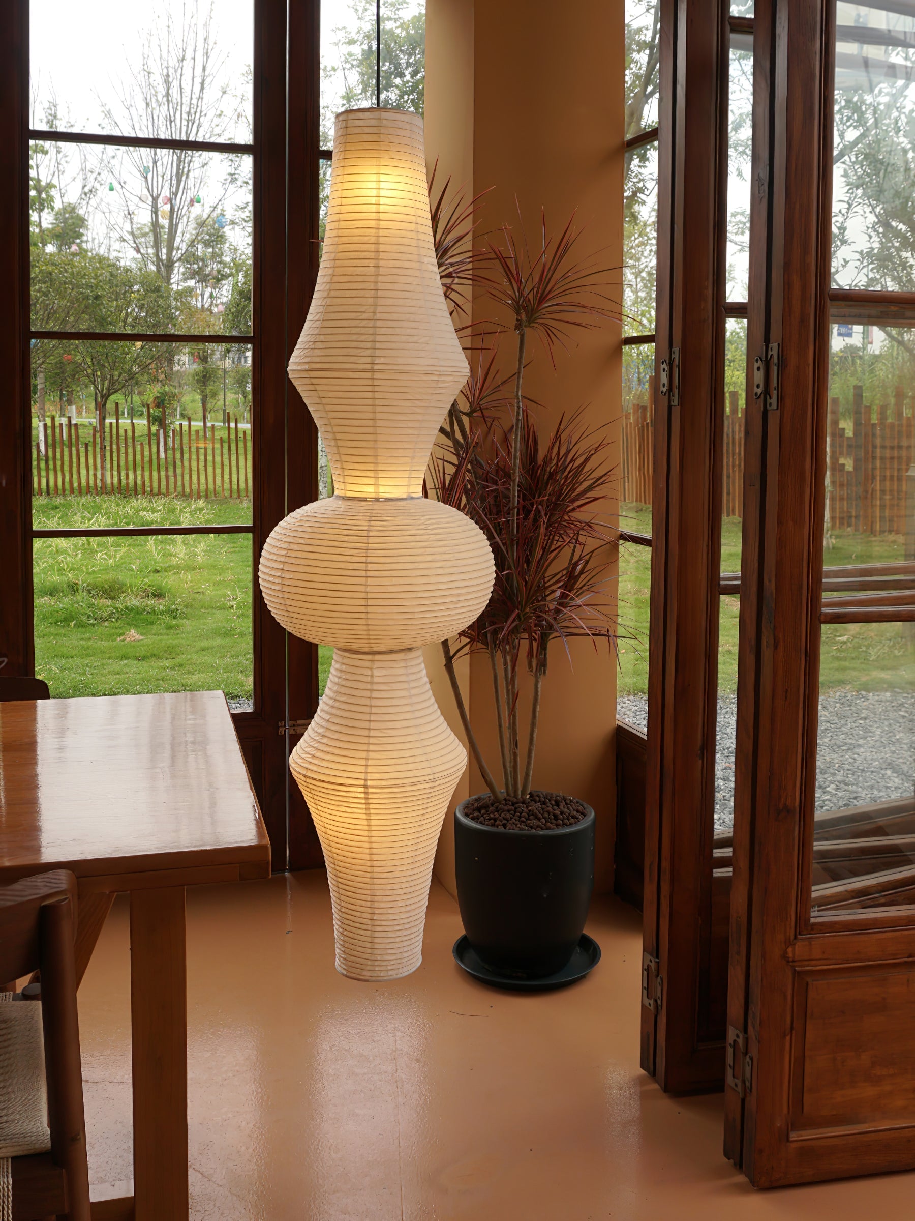 Ritta Sculptural Paper Vertical Pendant Light
