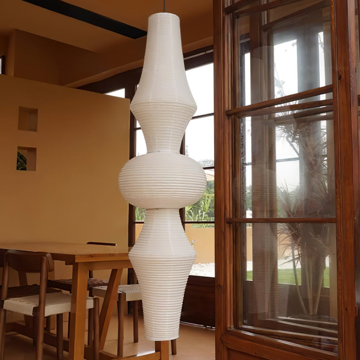 Ritta Sculptural Paper Vertical Pendant Light