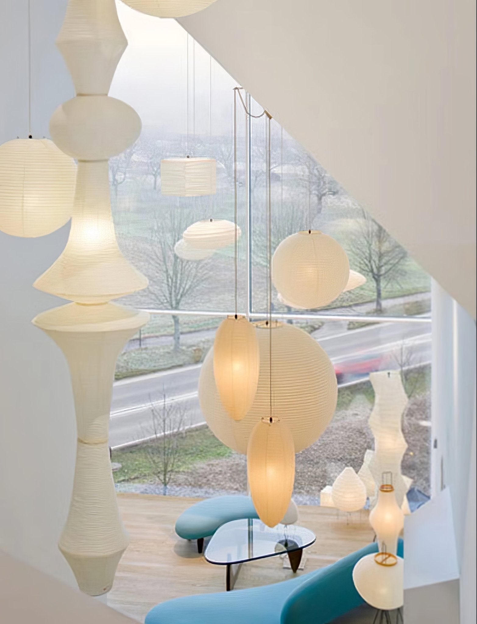 Lustra Pendant Light Washi Paper E for Living Room - Letslighting
