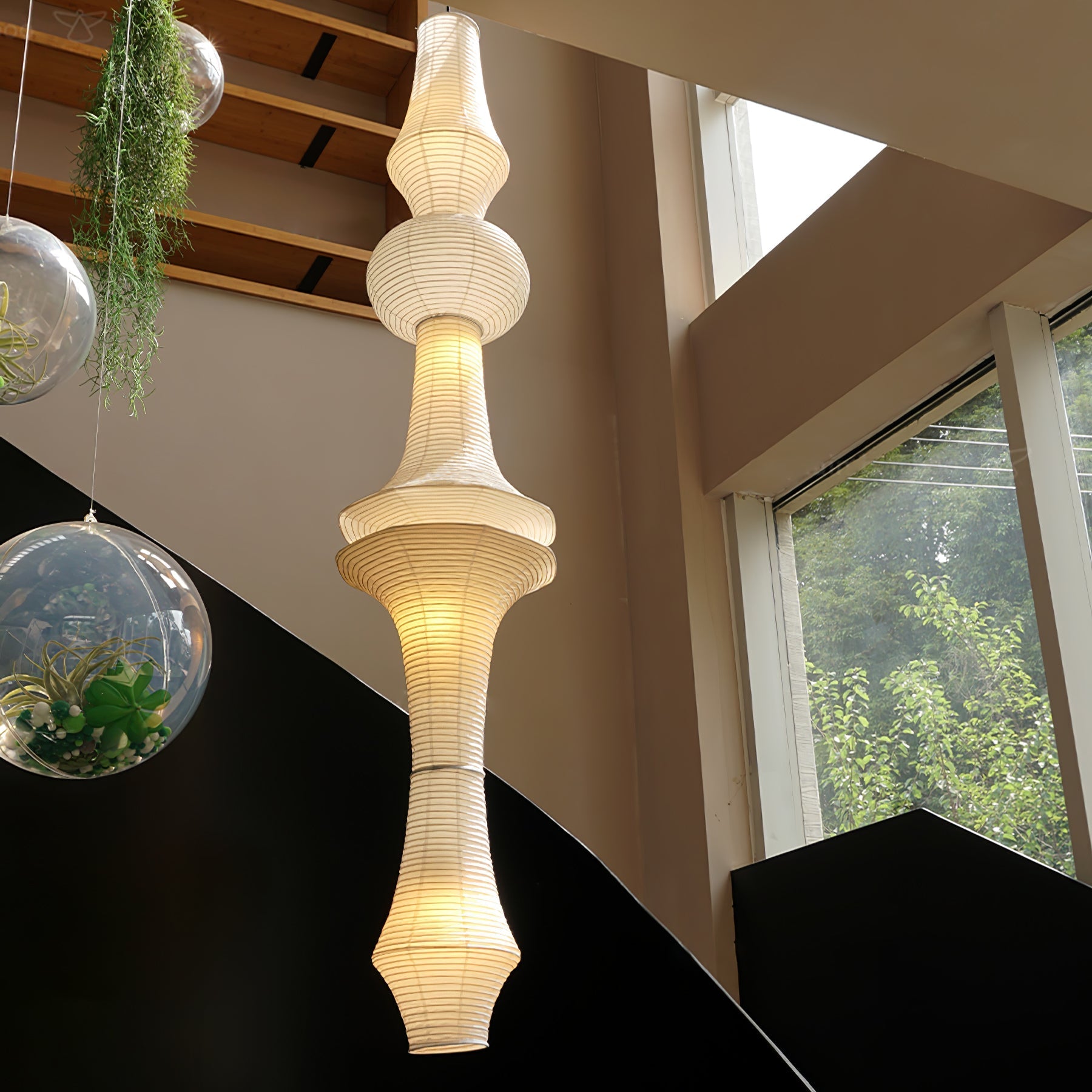 Ritta Sculptural Paper Vertical Pendant Light