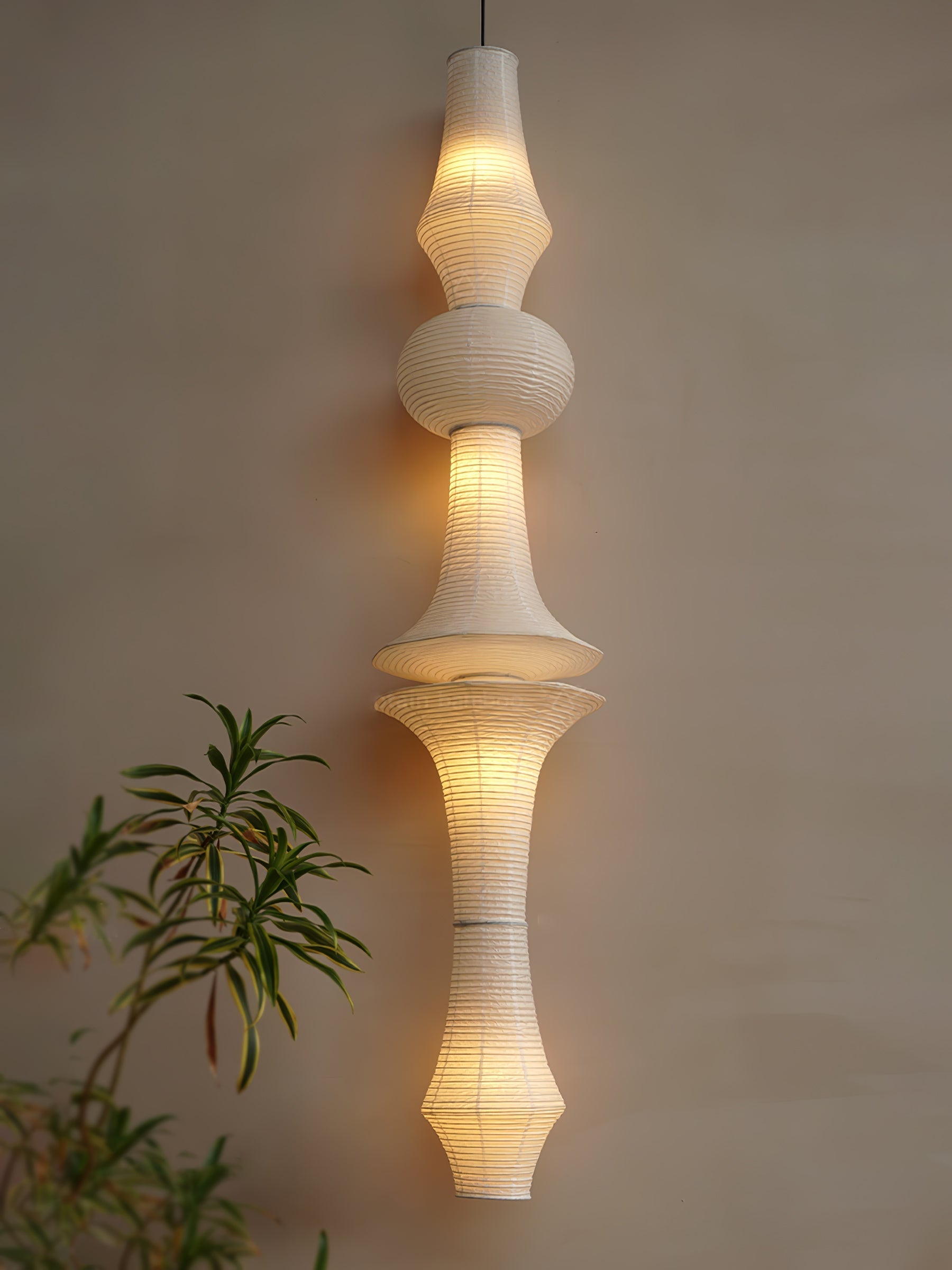 Lustra Pendant Light Washi Paper E for Living Room - Letslighting