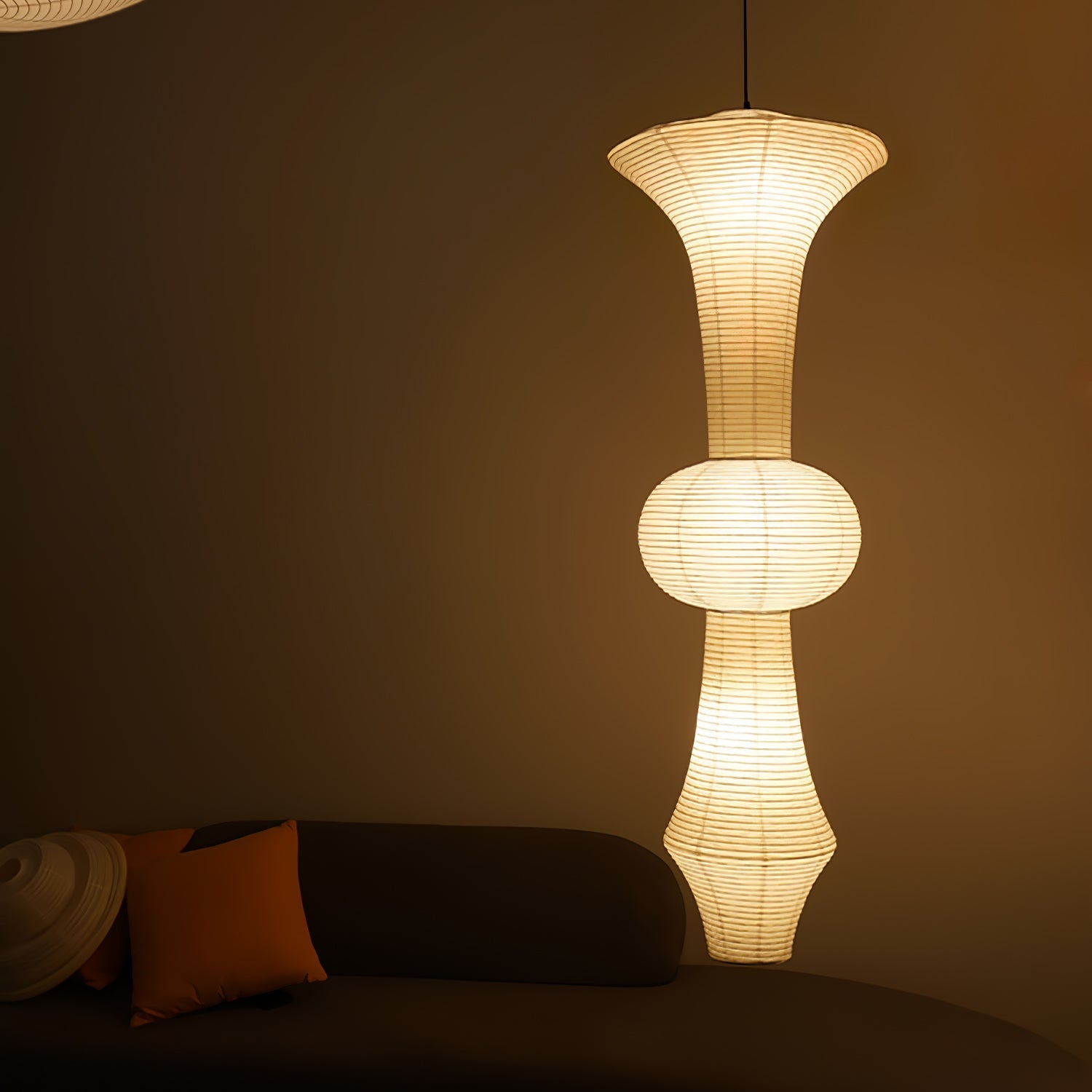 Ritta Sculptural Paper Vertical Pendant Light