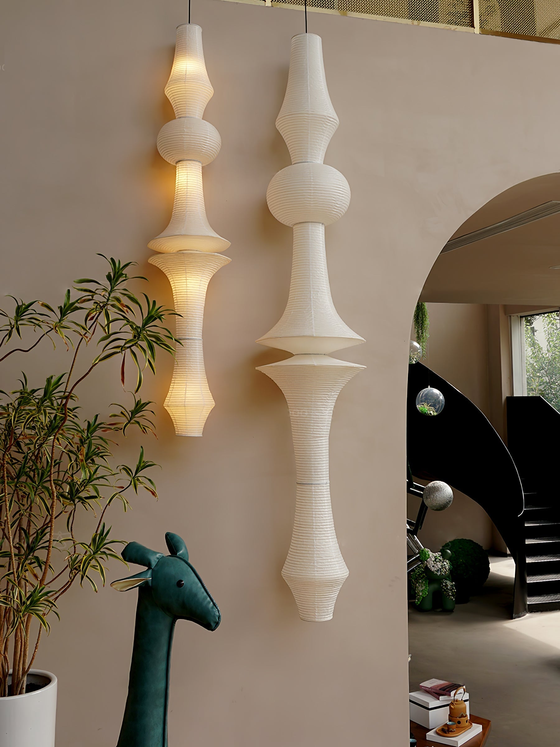 Lustra Pendant Light Washi Paper E for Living Room - Letslighting