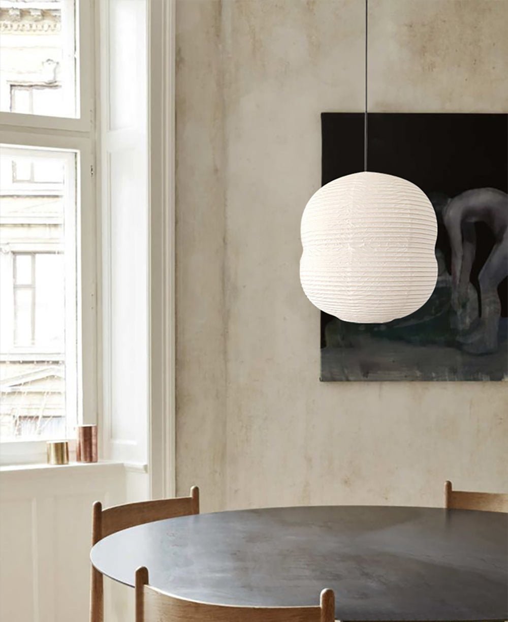 Olive Minimalist Rice Paper Pendant Light - Letslighting