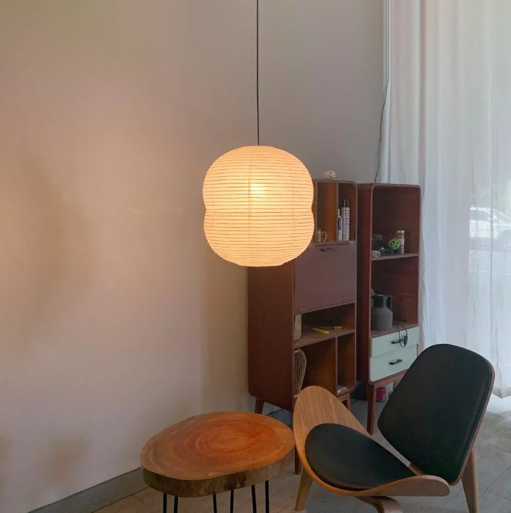 Olive Minimalist Rice Paper Pendant Light - Letslighting