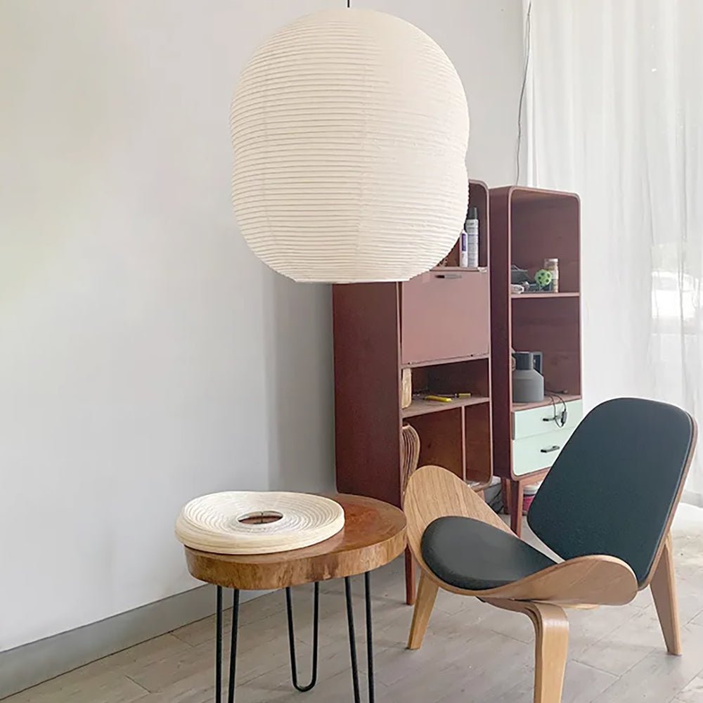 Olive Minimalist Rice Paper Pendant Light - Letslighting