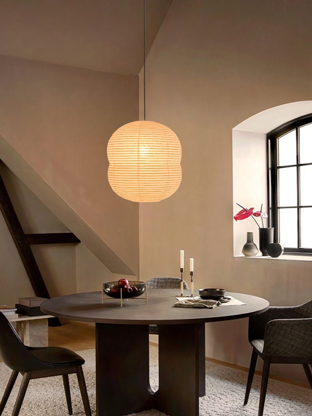 Olive Minimalist Rice Paper Pendant Light - Letslighting