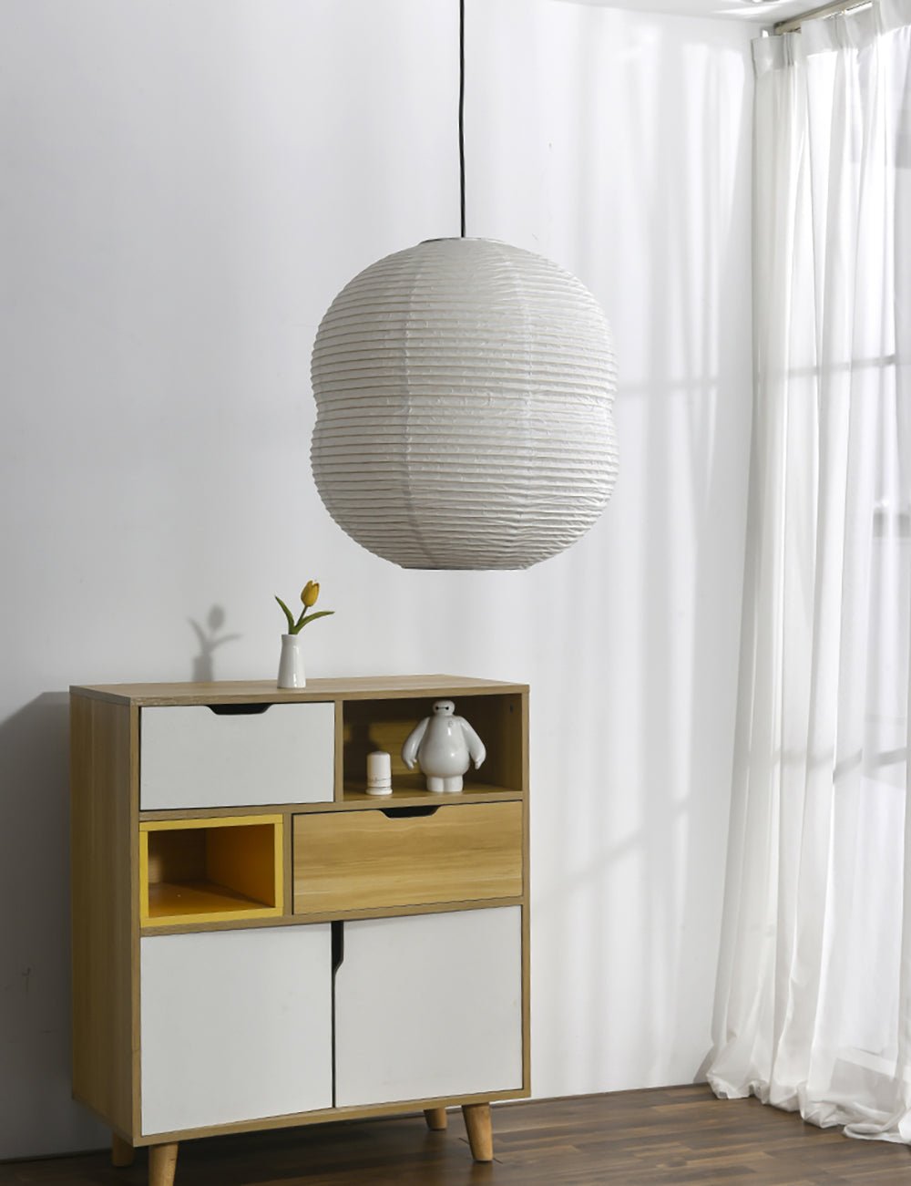 Olive Minimalist Rice Paper Pendant Light - Letslighting