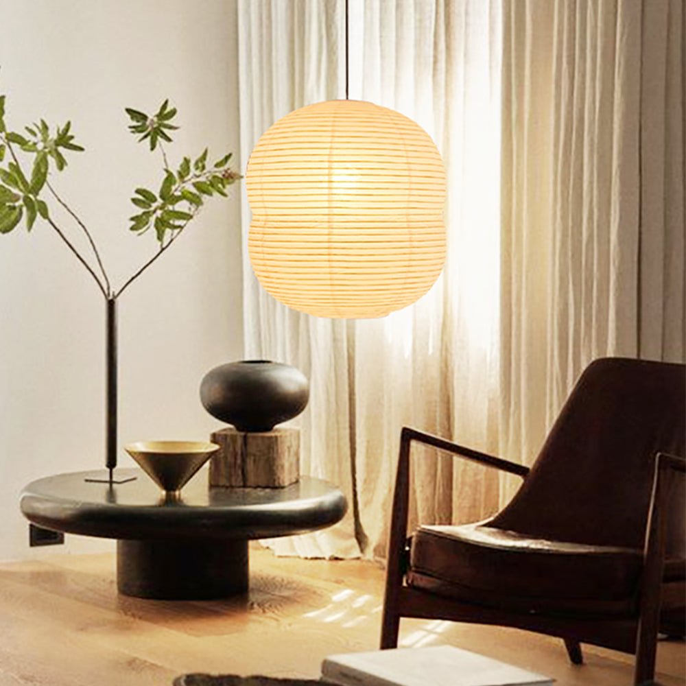 Olive Minimalist Rice Paper Pendant Light - Letslighting