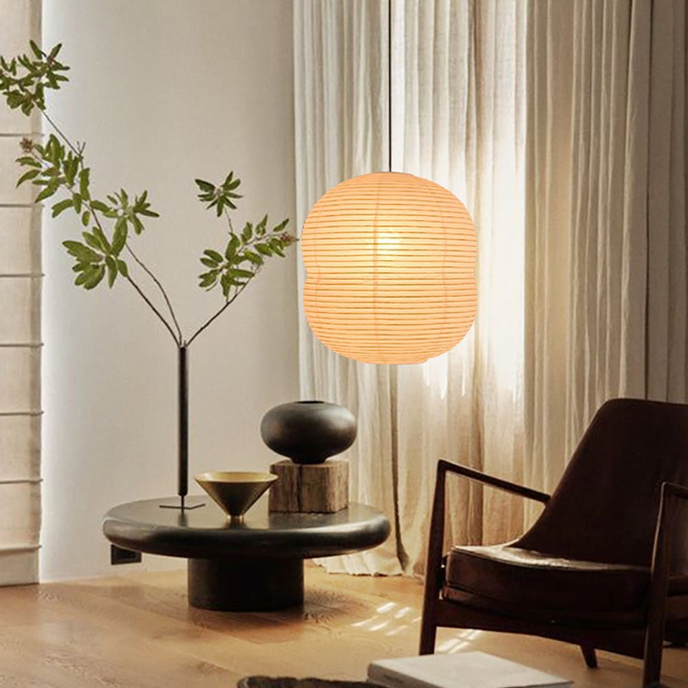 Olive Minimalist Rice Paper Pendant Light - Letslighting