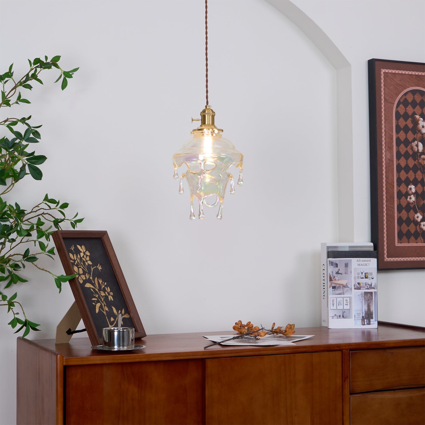 Pendant Lamp Iridescent Water Drop Shade Artistic Glow - Letslighting