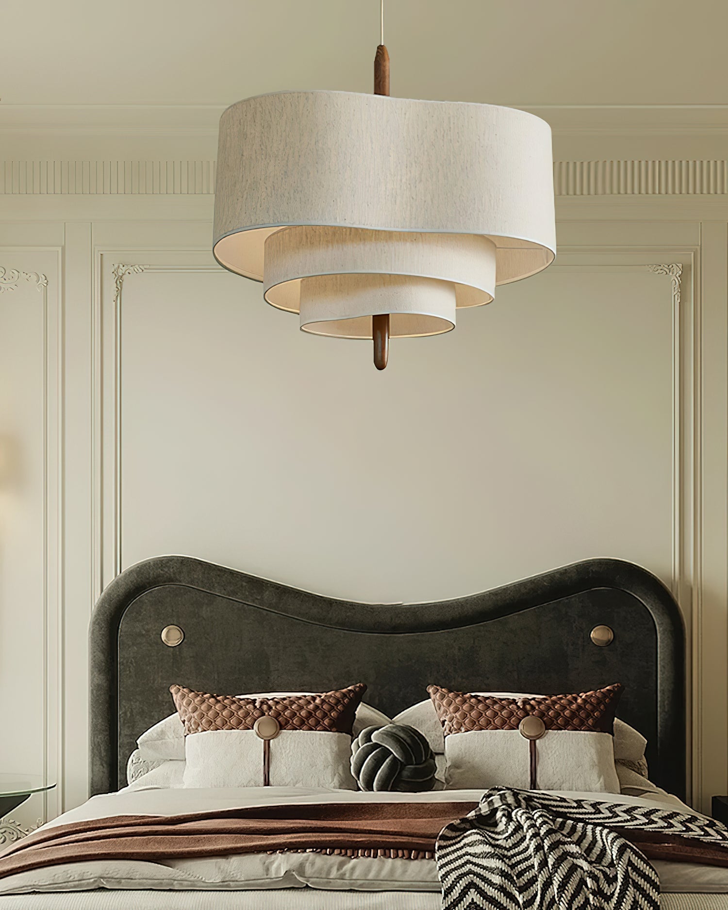 Eldorora Elegance Wave Ladder Wood Fabric Pendant Lamp - Letslighting