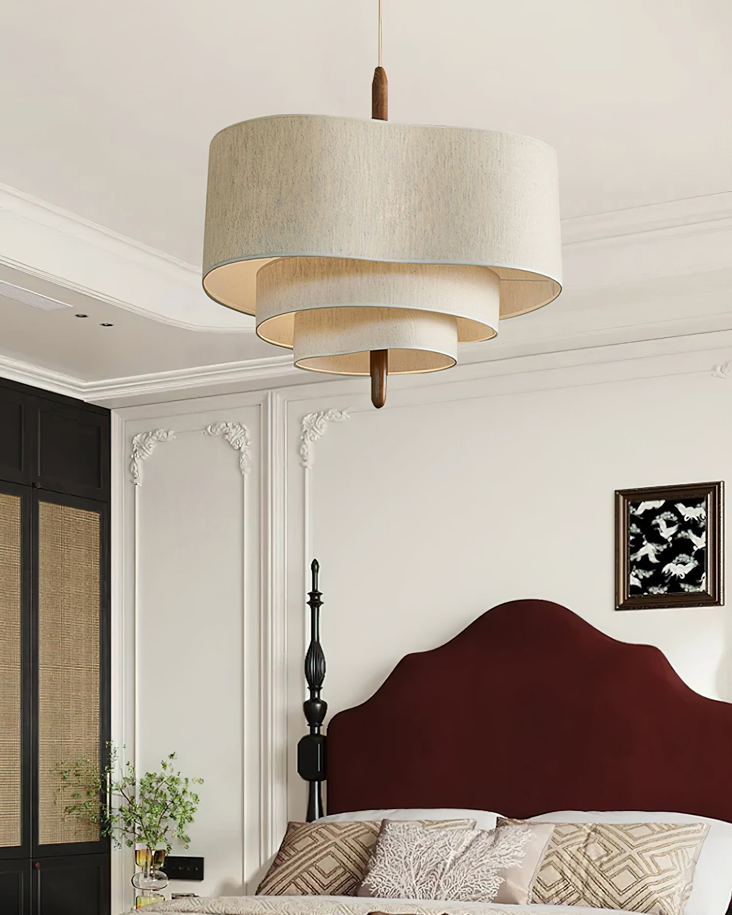 Eldorora Elegance Wave Ladder Wood Fabric Pendant Lamp - Letslighting