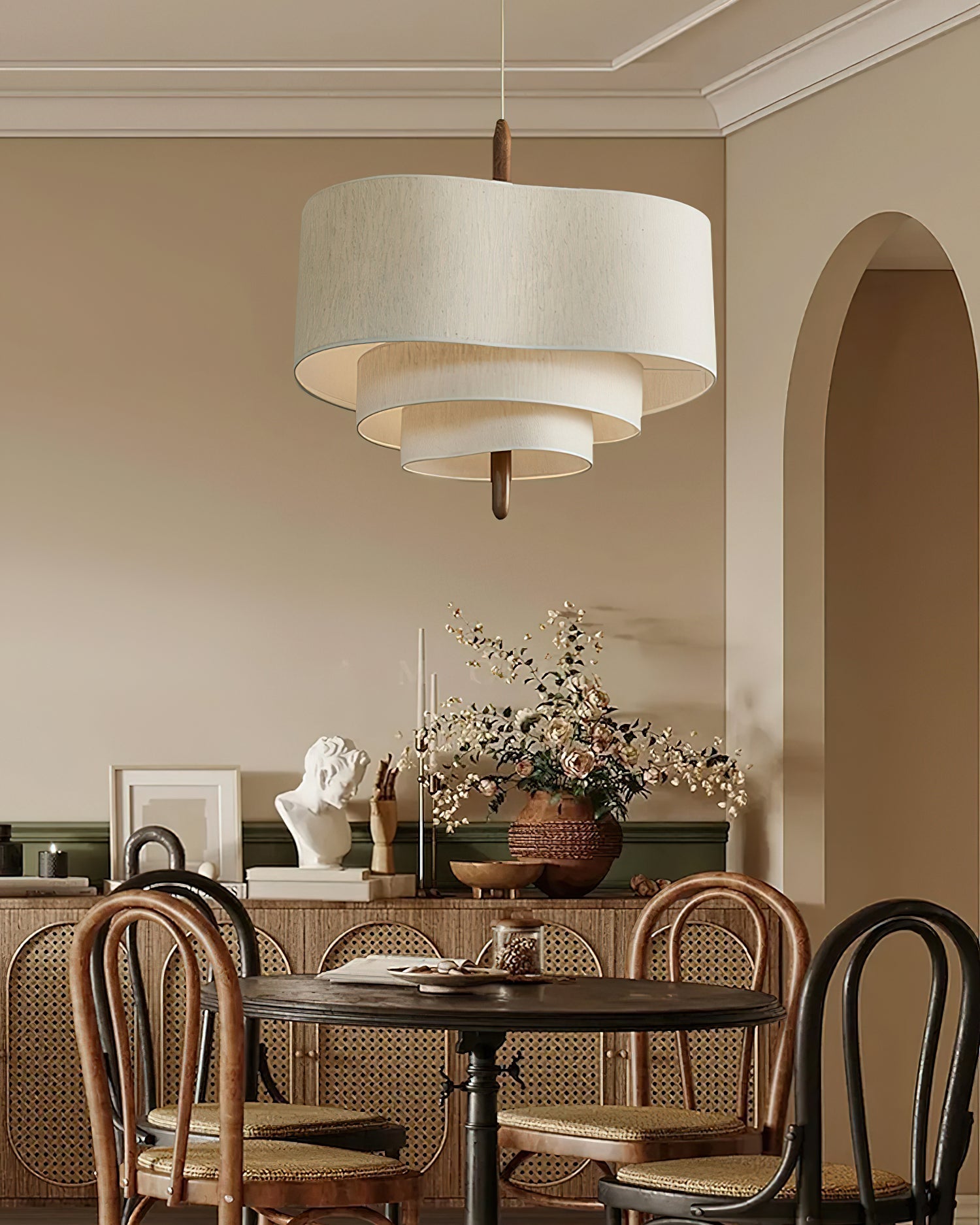 Eldorora Elegance Wave Ladder Wood Fabric Pendant Lamp - Letslighting