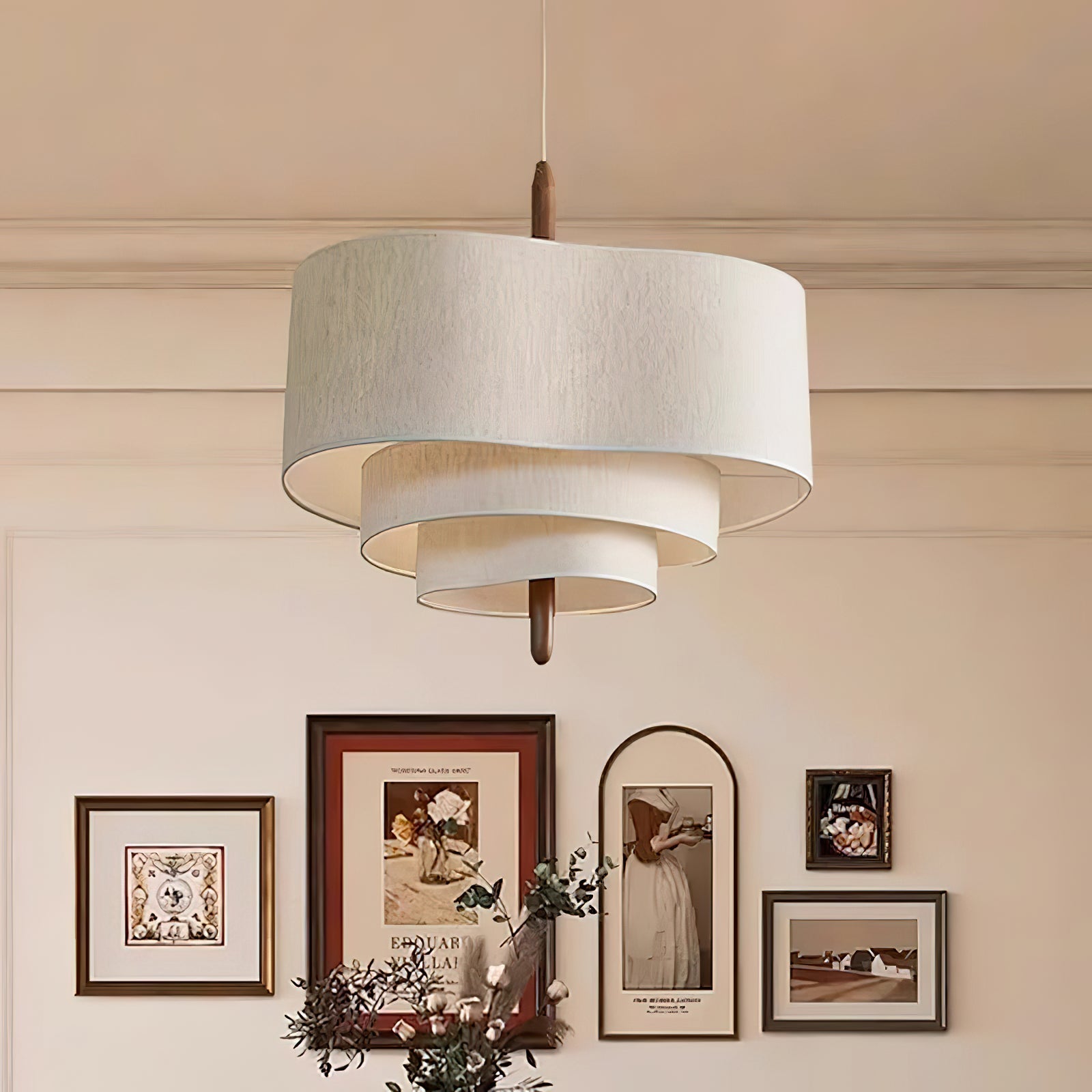 Eldorora Elegance Wave Ladder Wood Fabric Pendant Lamp - Letslighting