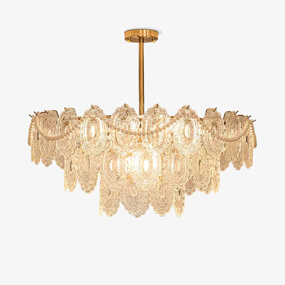 Lustra Chandelier Wave Pearl Gold Modern - Letslighting