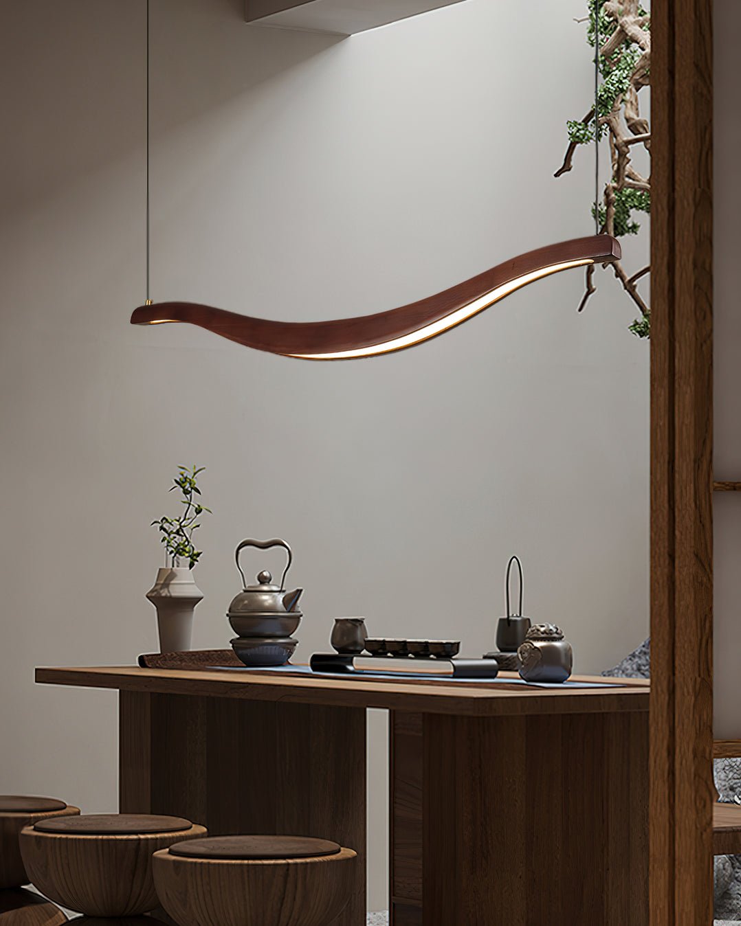 Lustra Chandelier Wood Waveform Elegant - Letslighting