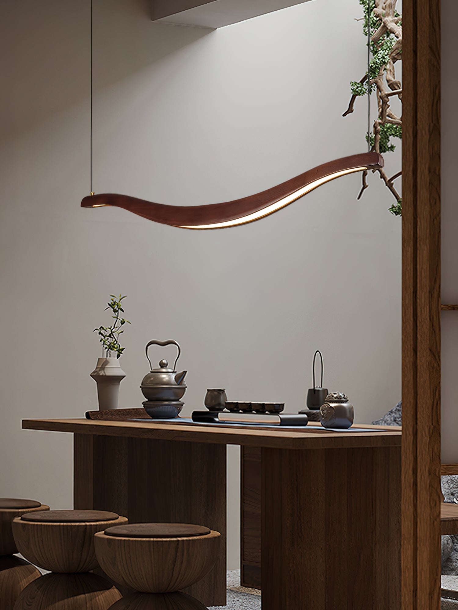 Lustra Chandelier Wood Waveform Elegant - Letslighting