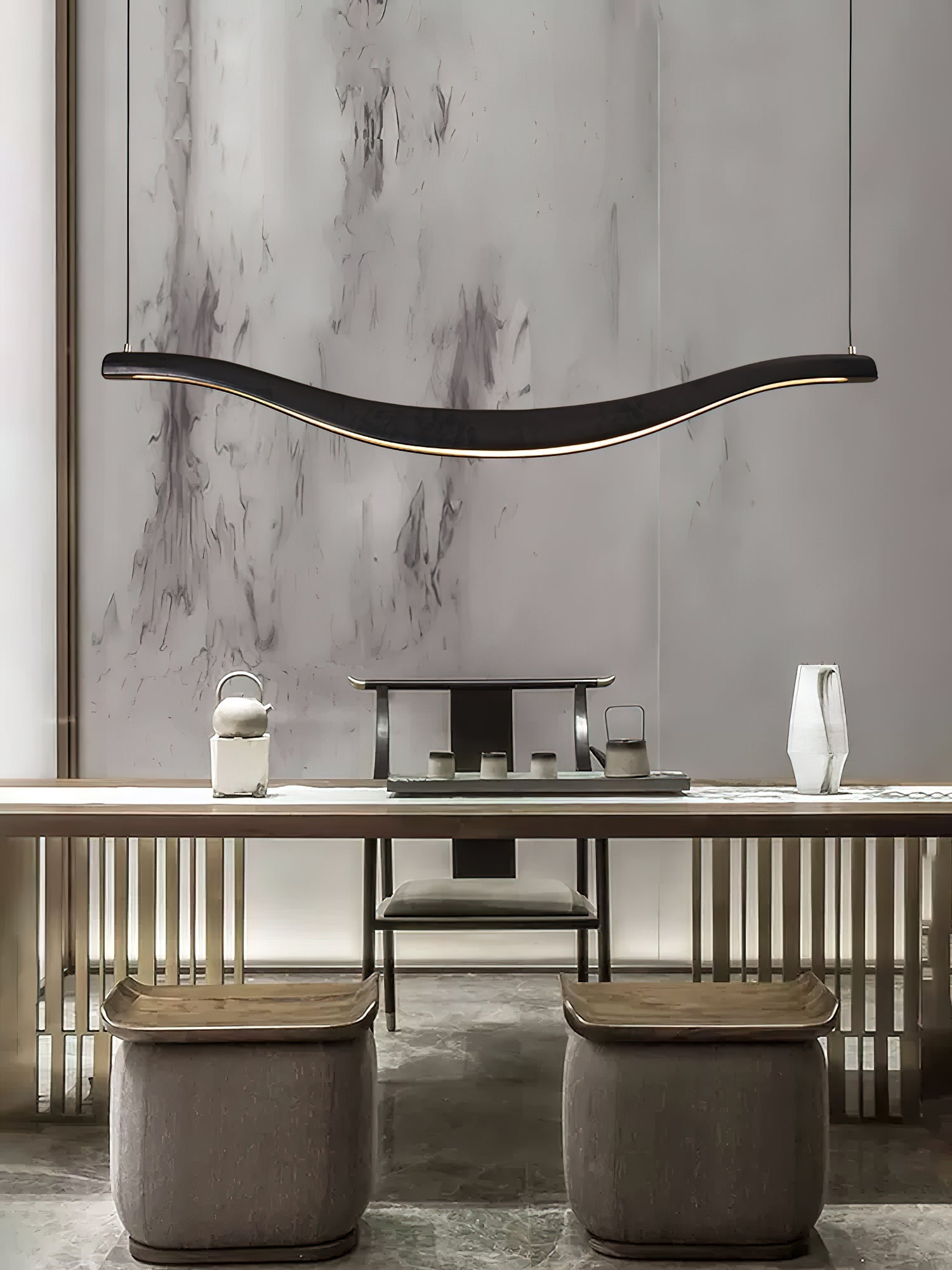 Lustra Chandelier Wood Waveform Elegant - Letslighting