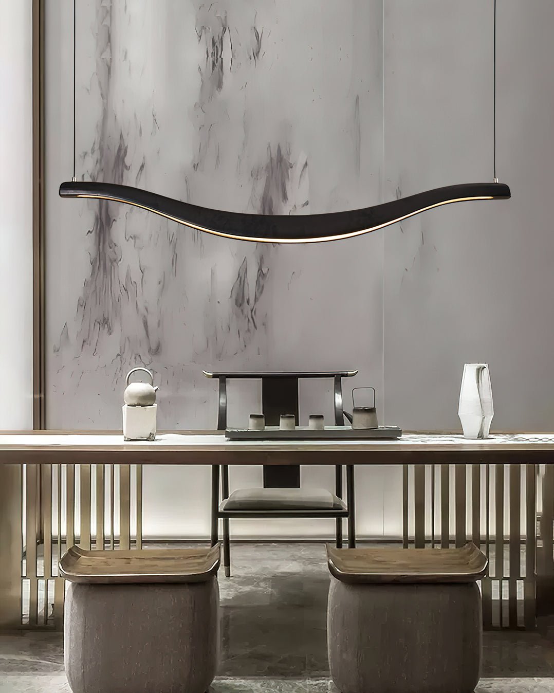 Lustra Chandelier Wood Waveform Elegant - Letslighting