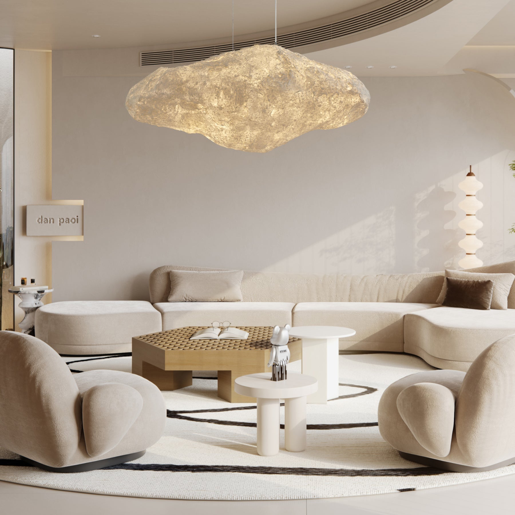Elliros Textured Paper Pulp Pendant Light - Letslighting