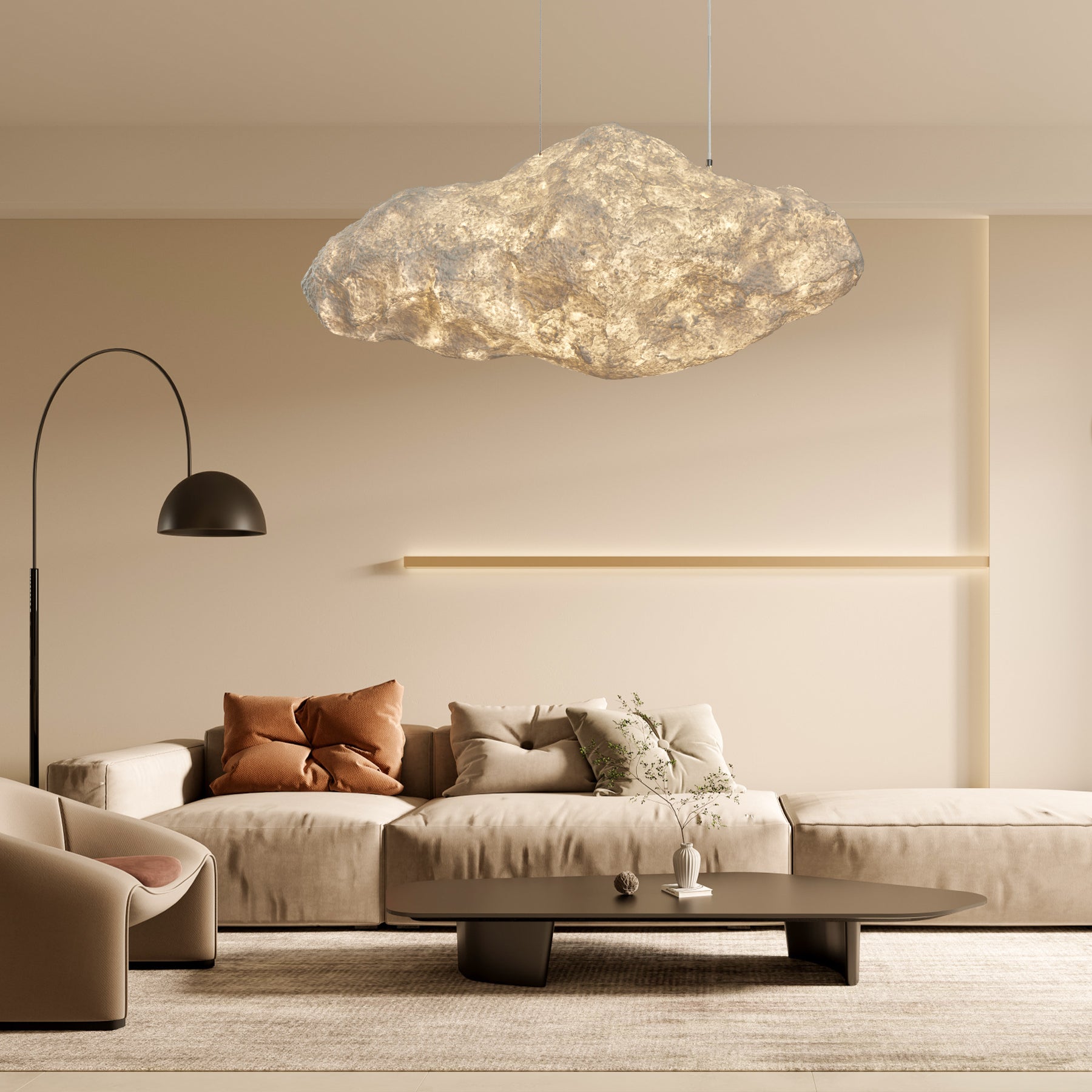 Elliros Textured Paper Pulp Pendant Light - Letslighting