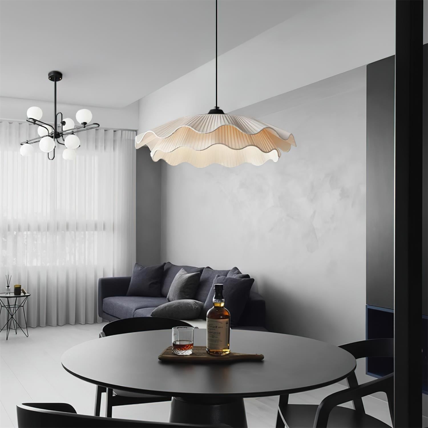 Calavie Wavy Pleated Pendant Light in Soft White - Letslighting