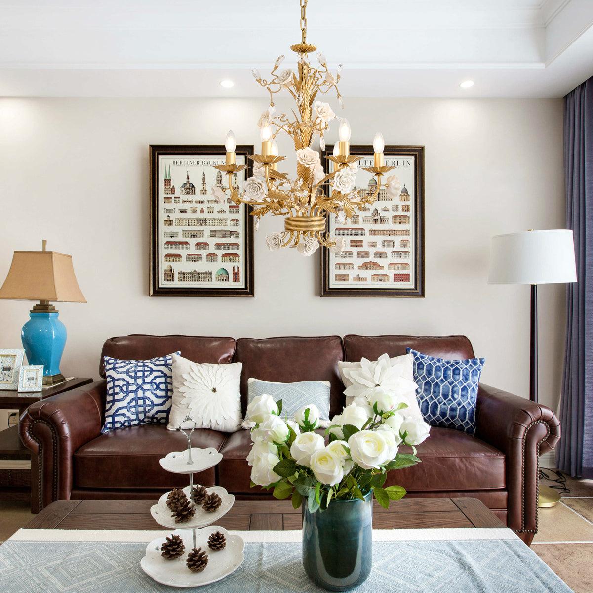 Vavenara Postmodern Luxury Rose White Crystal Chandelier - Letslighting