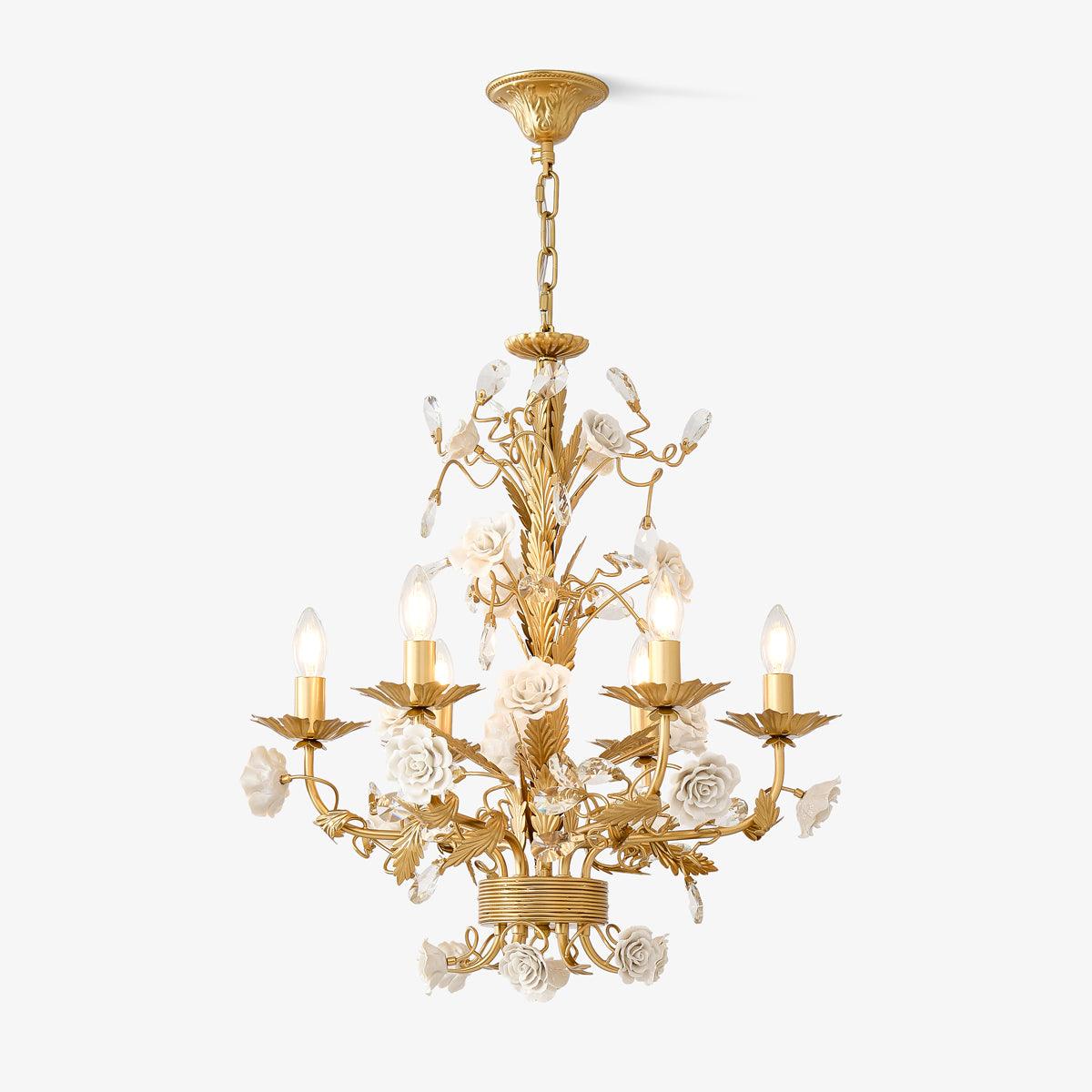 Lustra Chandelier White Rose Crystal - Letslighting