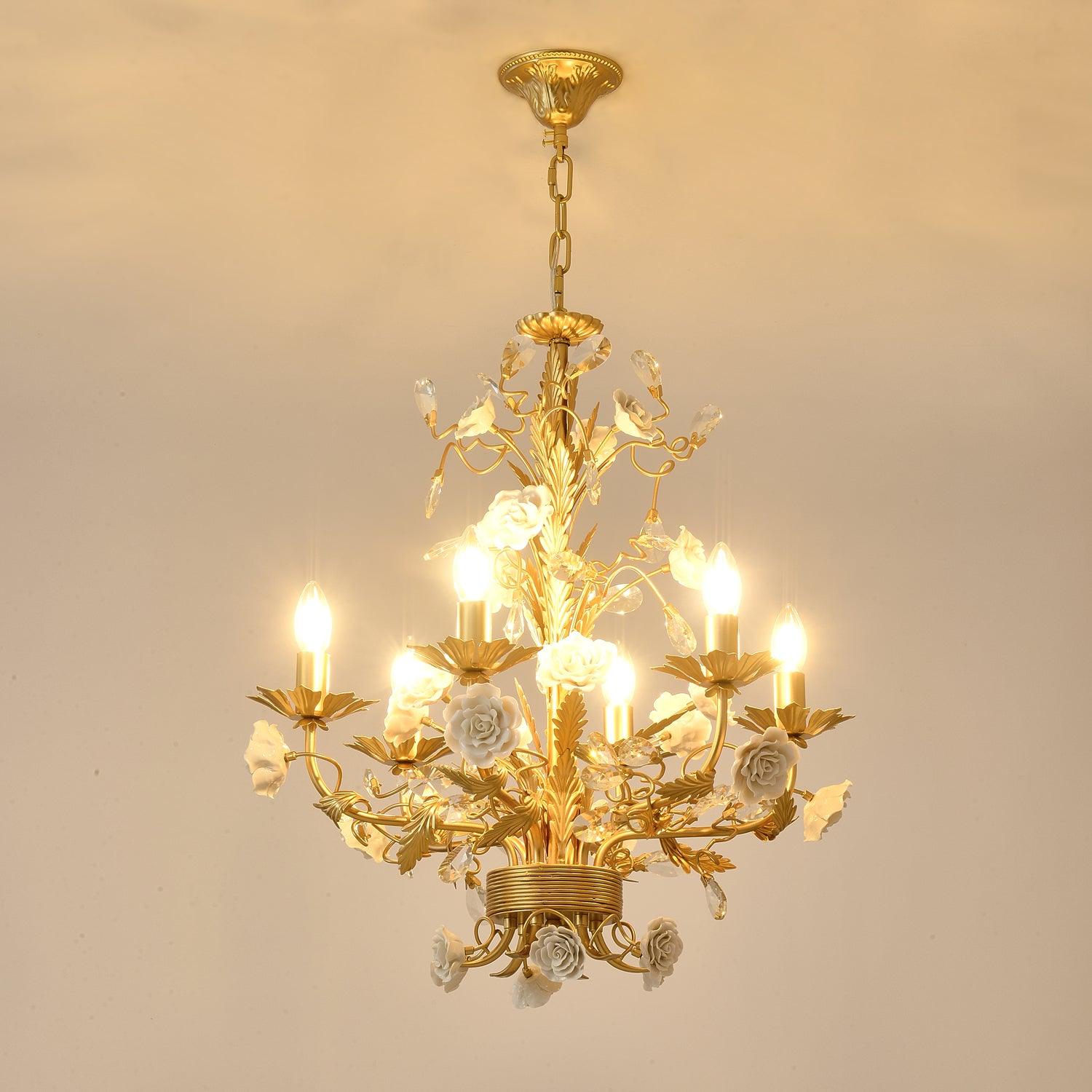 Lustra Chandelier White Rose Crystal - Letslighting