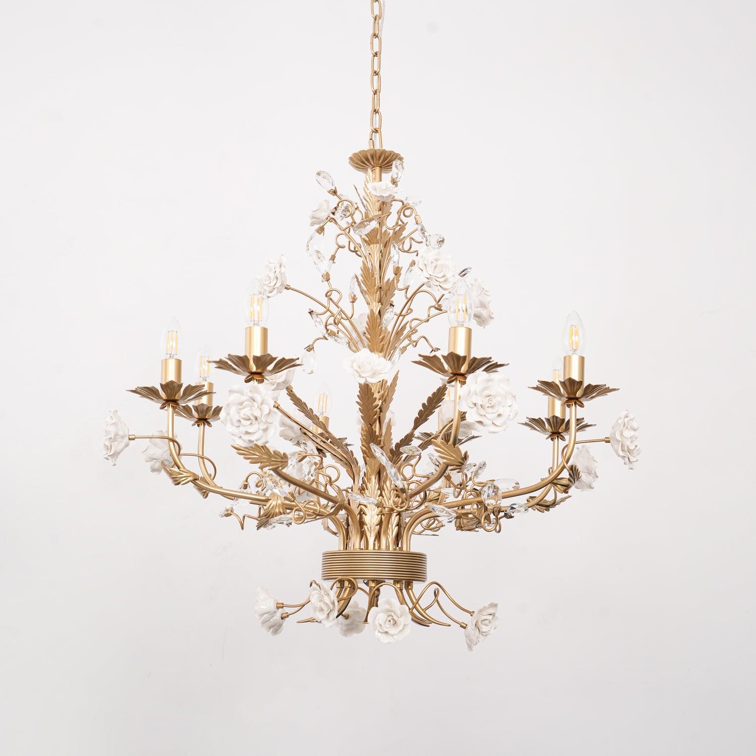 Lustra Chandelier White Rose Crystal - Letslighting