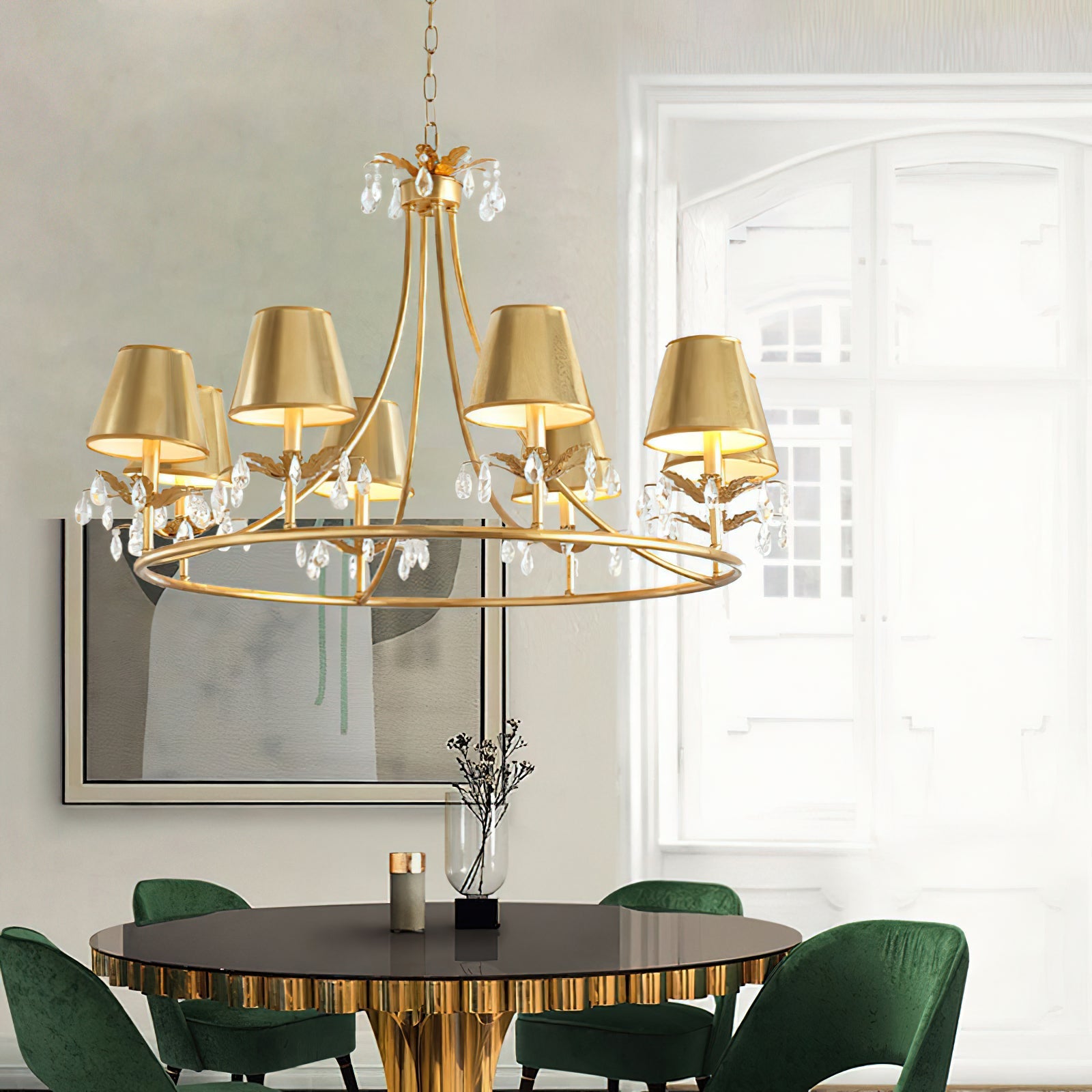 Ivsilan Vintage Industrial Brass Crystal Chandelier - Letslighting